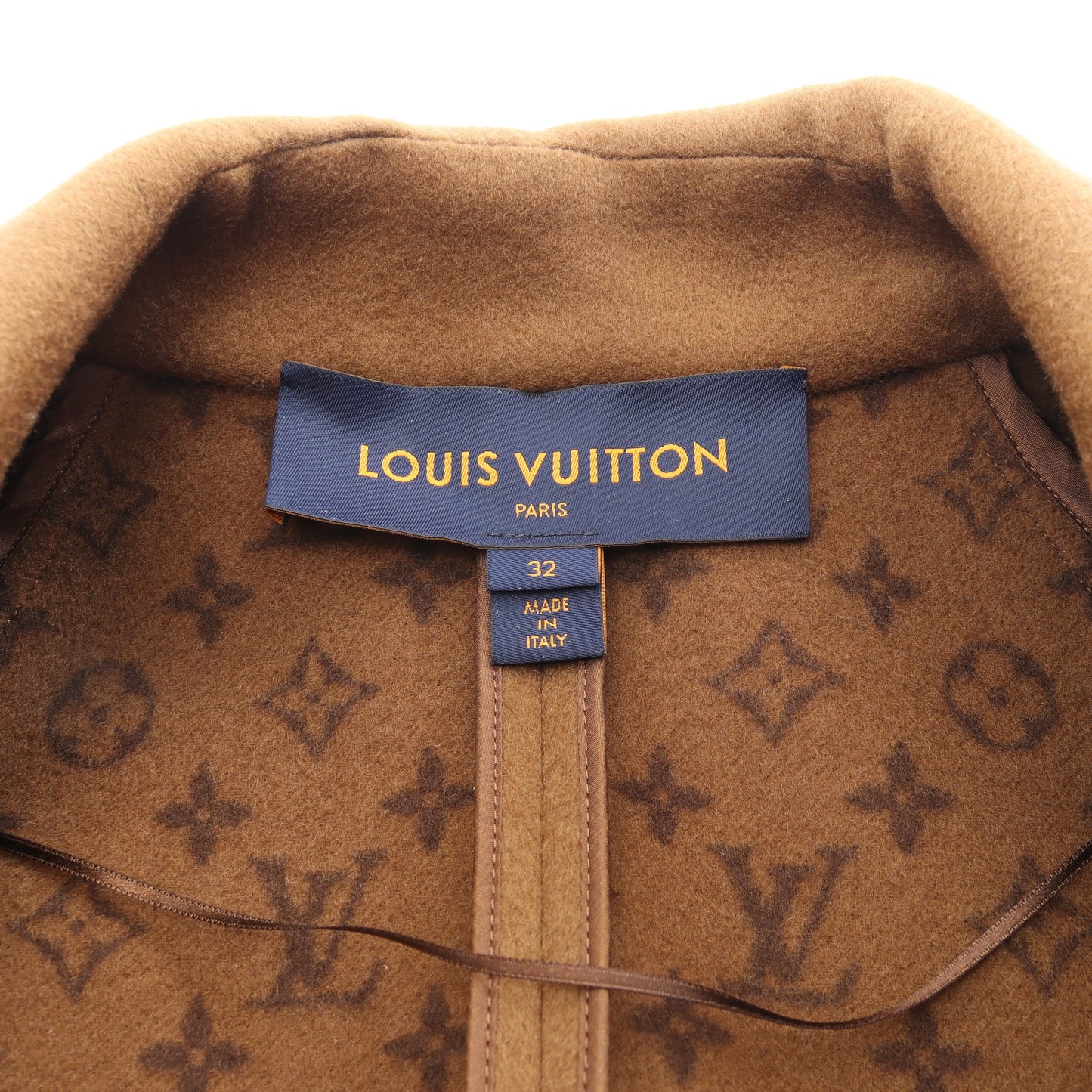 モノグラム チェスターコート ウール レザー ブラウン ブラック ルイヴィトン アウター LOUIS VUITTON