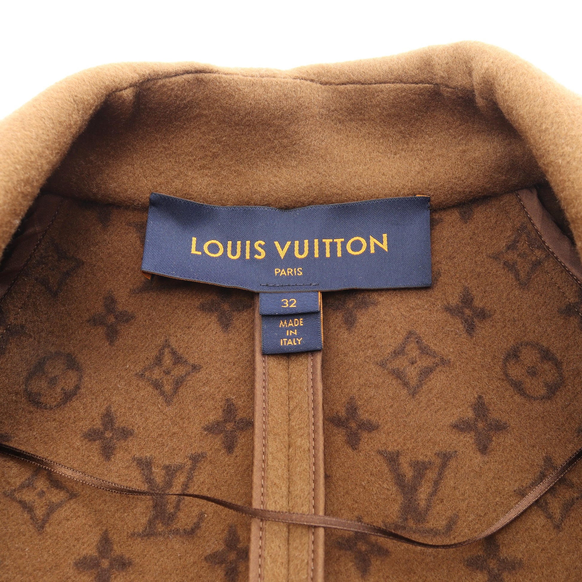 モノグラム チェスターコート ウール レザー ブラウン ブラック ルイヴィトン アウター LOUIS VUITTON
