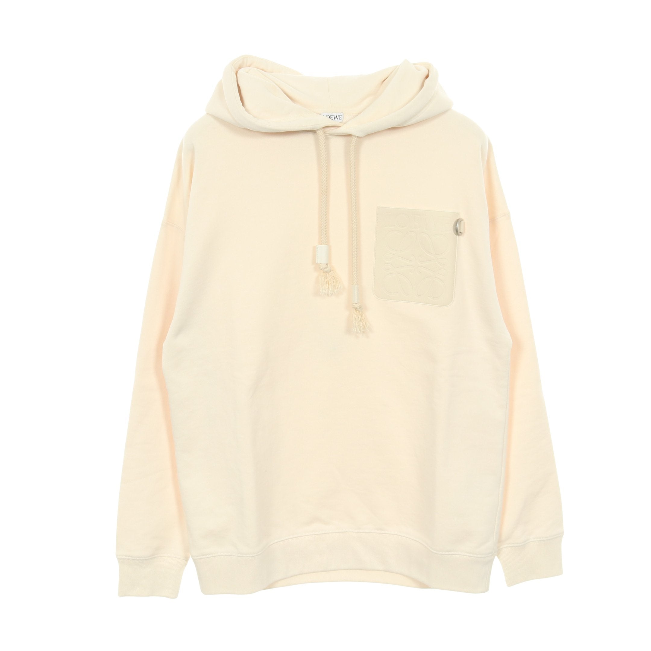 LOEWE ロエベ クリーム色 プルオーバーパーカー M ANAGRAM PATCH POCKET HOODIE プルオーバーパーカー コットン オフ