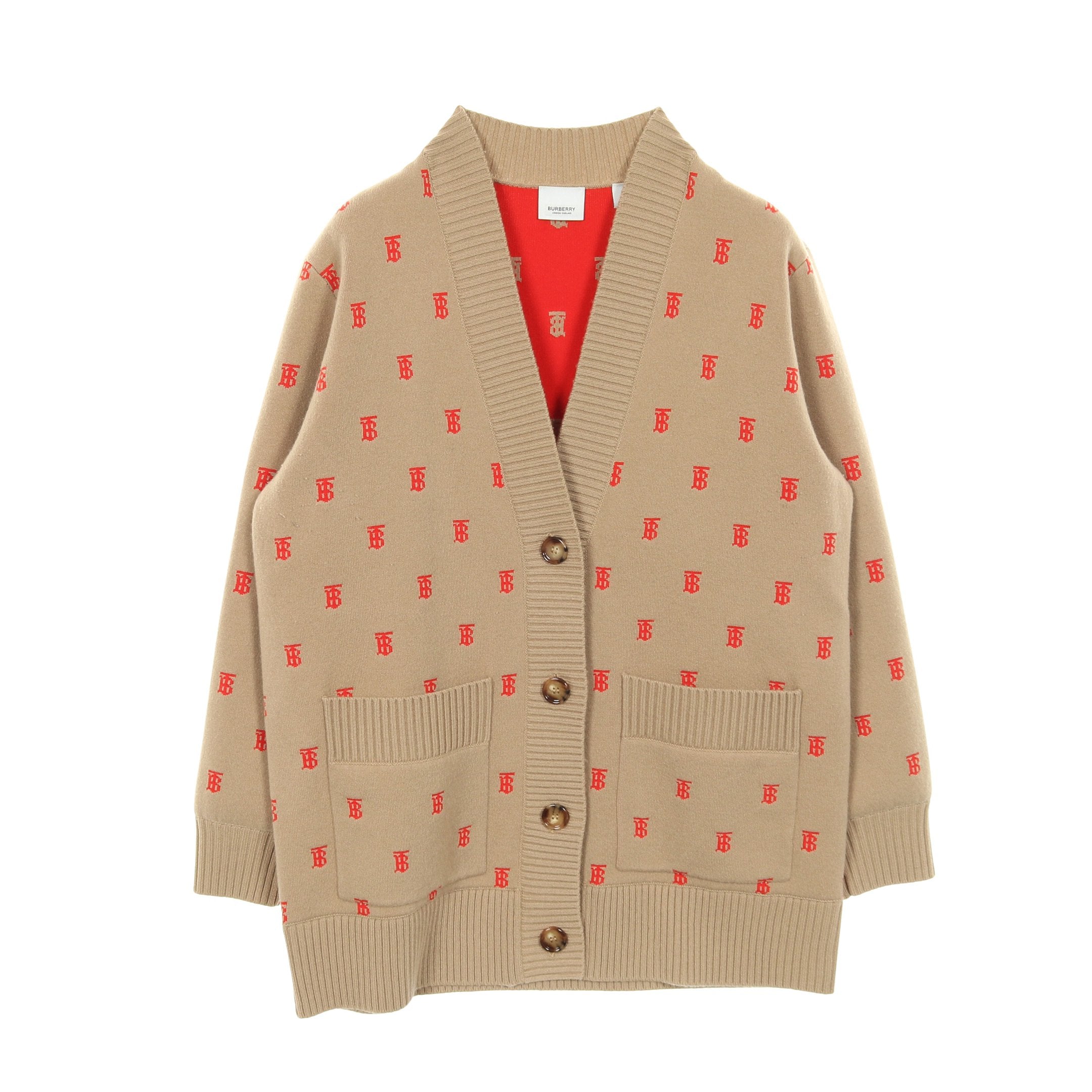 TBロゴ カーディガン ウール カシミヤ ベージュ レッド バーバリー – RECLO