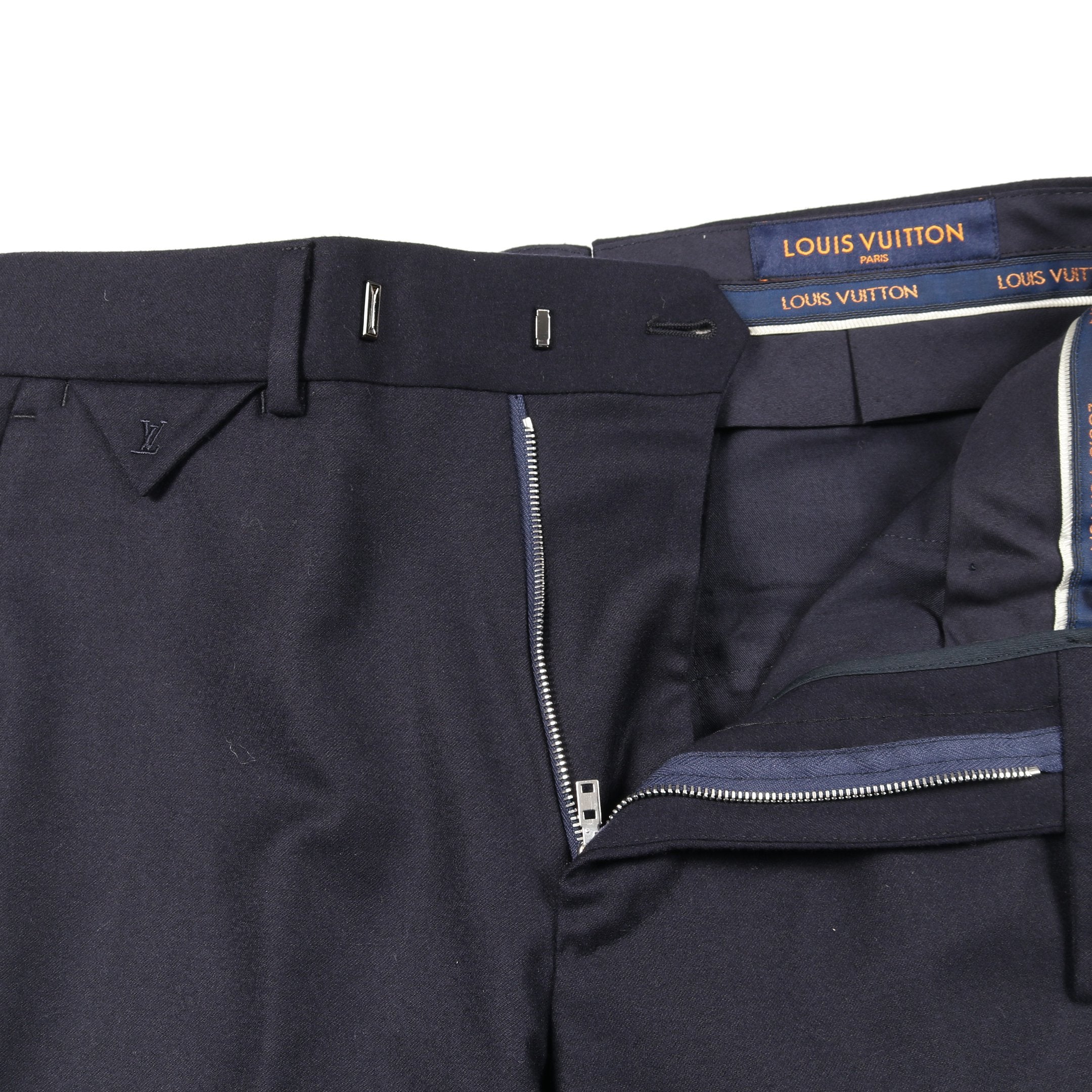 LVロゴボタン ダブルブレスト スーツ ウール ネイビー ルイヴィトン