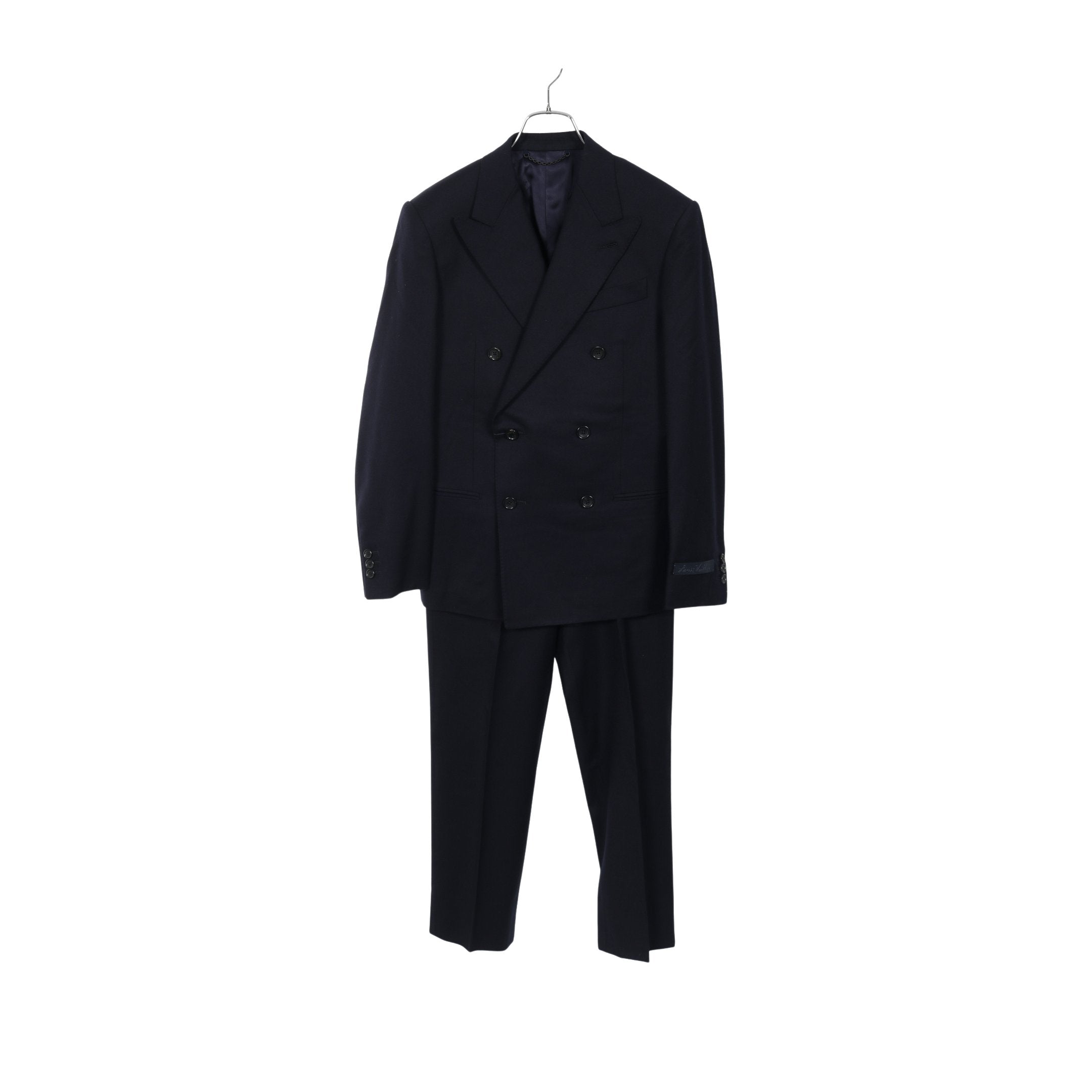LVロゴボタン ダブルブレスト スーツ ウール ネイビー ルイヴィトン