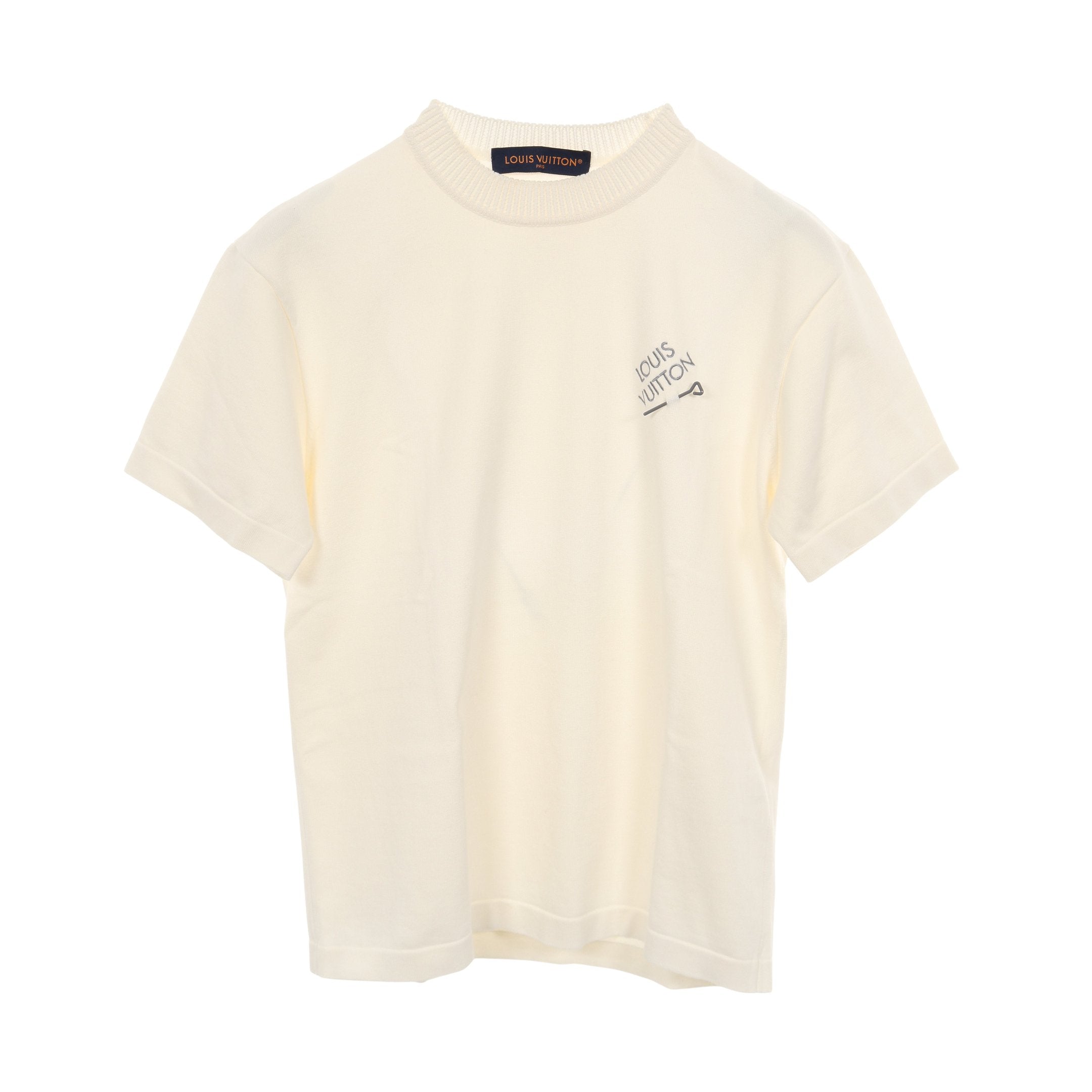 ルイヴィトン Tシャツ トランク柄 クリーム色 Mサイズ シグネチャーショートスリーブ 半袖Tシャツ コットン ホワイト ルイ