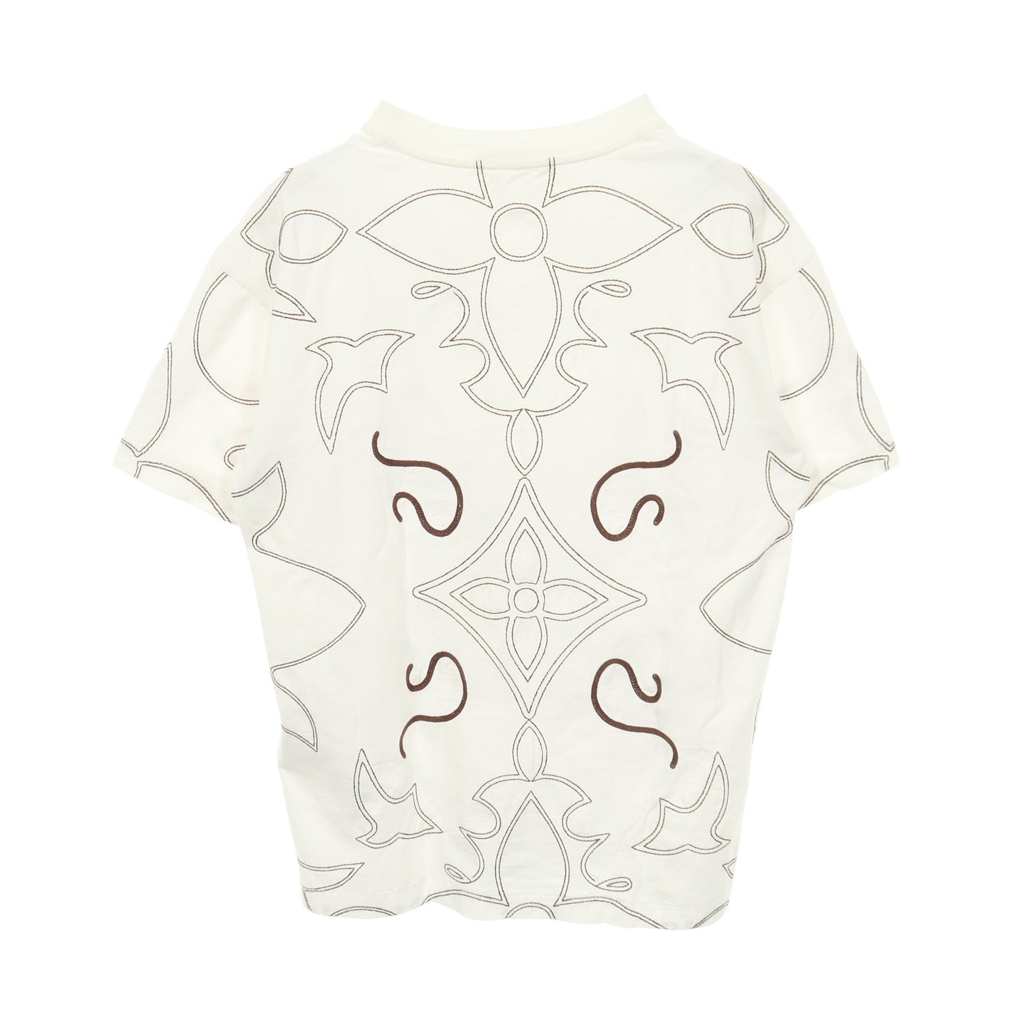 エンブロイダード モノグラム 半袖Tシャツ コットン ホワイト ブラウン ルイヴィトン トップス LOUIS VUITTON
