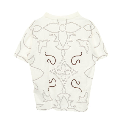 エンブロイダード モノグラム 半袖Tシャツ コットン ホワイト ブラウン ルイヴィトン トップス LOUIS VUITTON