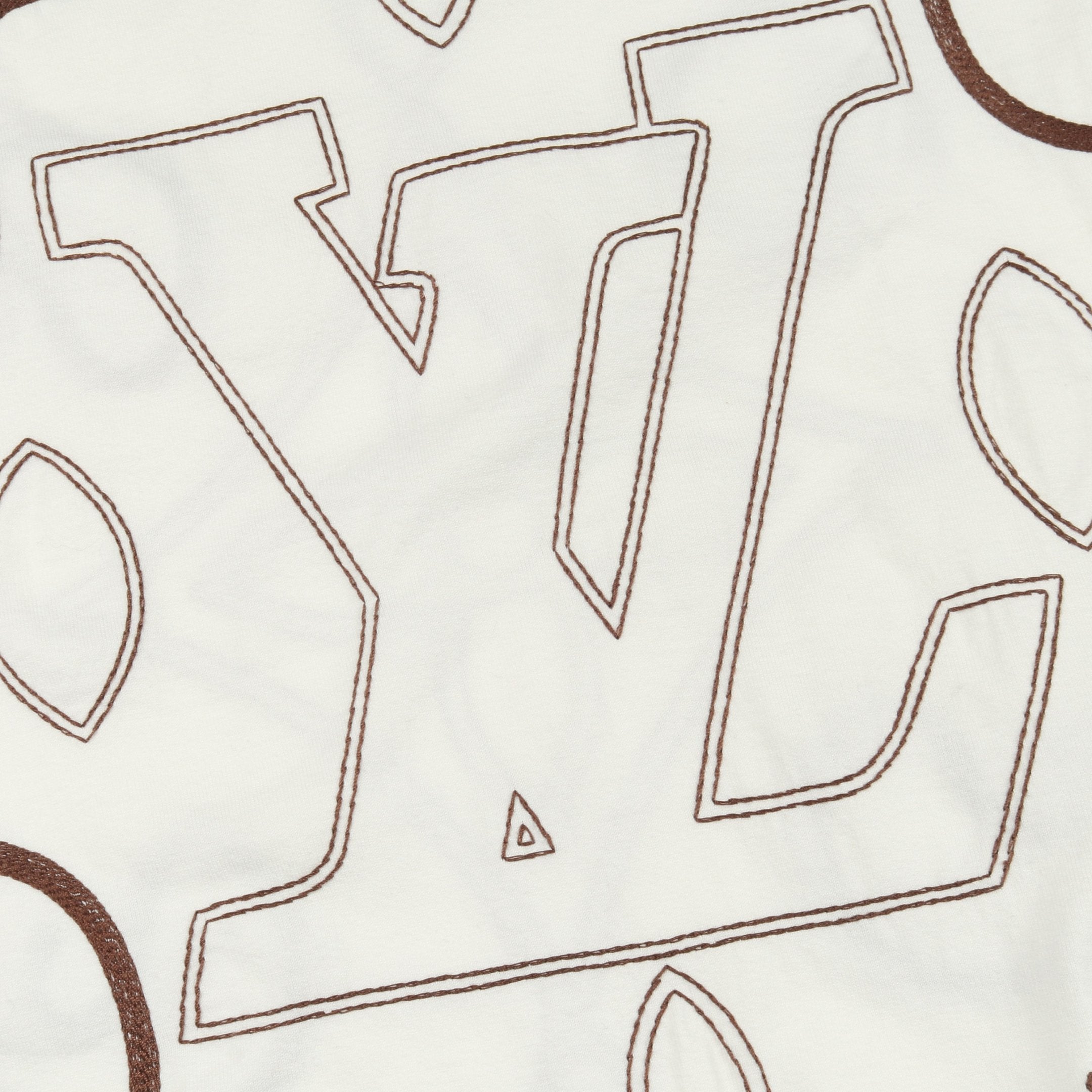 エンブロイダード モノグラム 半袖Tシャツ コットン ホワイト ブラウン