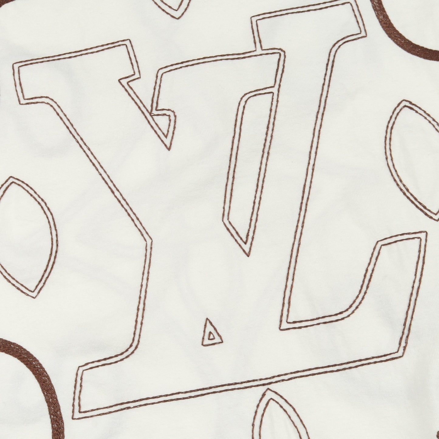 エンブロイダード モノグラム 半袖Tシャツ コットン ホワイト ブラウン ルイヴィトン トップス LOUIS VUITTON