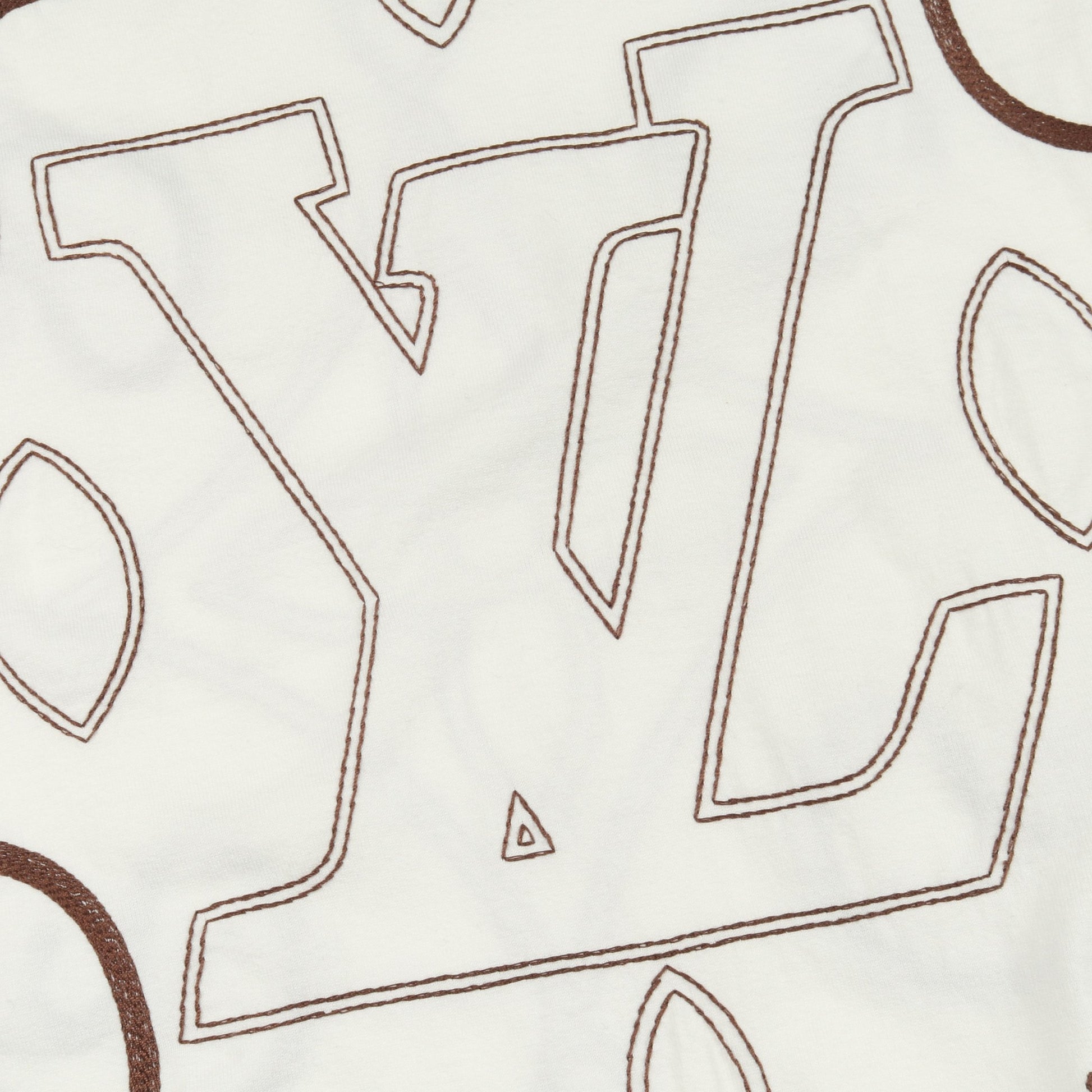 エンブロイダード モノグラム 半袖Tシャツ コットン ホワイト ブラウン ルイヴィトン トップス LOUIS VUITTON