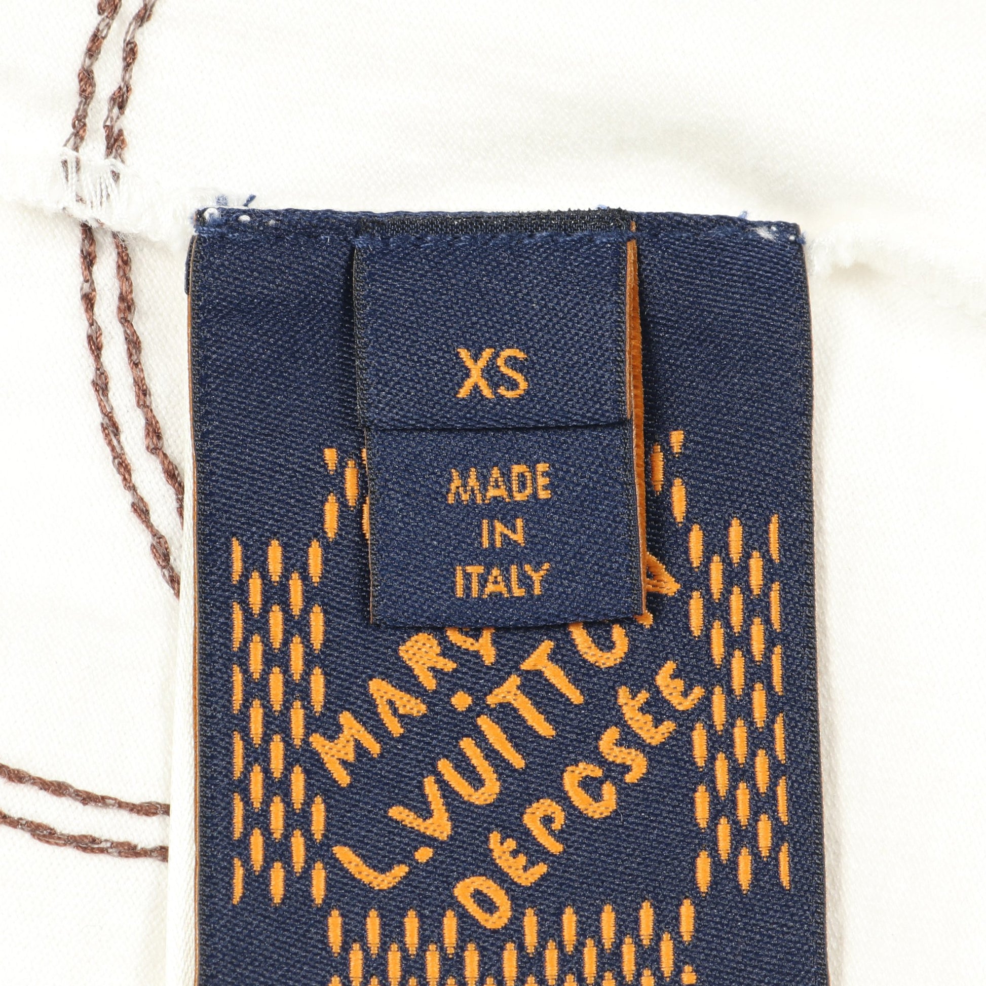 エンブロイダード モノグラム 半袖Tシャツ コットン ホワイト ブラウン ルイヴィトン トップス LOUIS VUITTON
