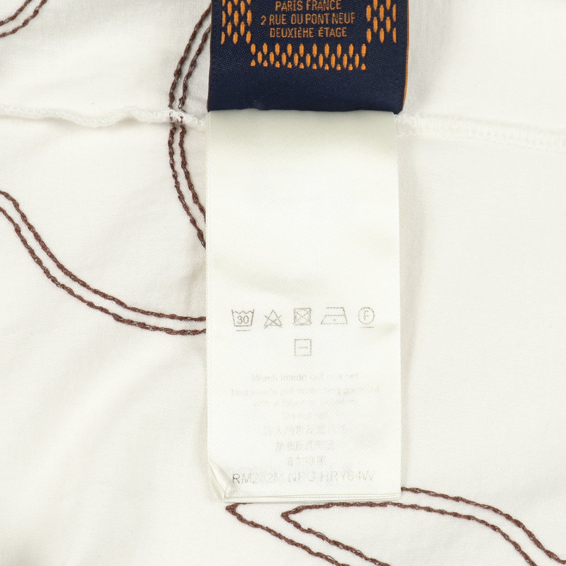 エンブロイダード モノグラム 半袖Tシャツ コットン ホワイト ブラウン ルイヴィトン トップス LOUIS VUITTON