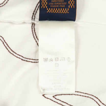 エンブロイダード モノグラム 半袖Tシャツ コットン ホワイト ブラウン ルイヴィトン トップス LOUIS VUITTON