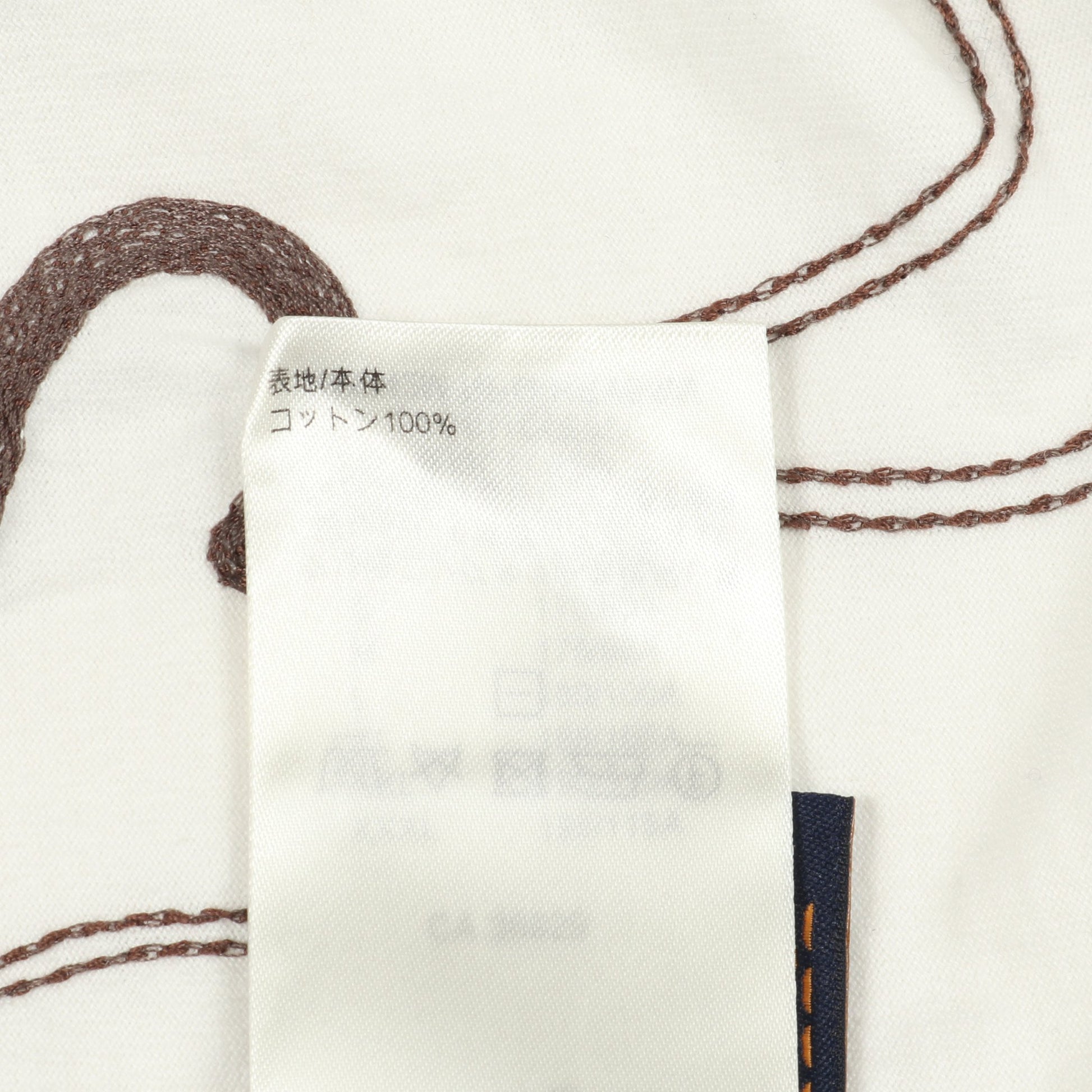 エンブロイダード モノグラム 半袖Tシャツ コットン ホワイト ブラウン ルイヴィトン トップス LOUIS VUITTON
