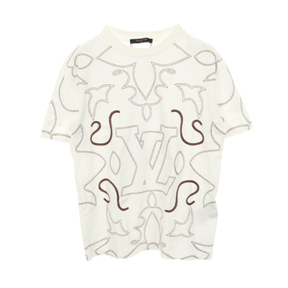 エンブロイダード モノグラム 半袖Tシャツ コットン ホワイト ブラウン ルイヴィトン トップス LOUIS VUITTON