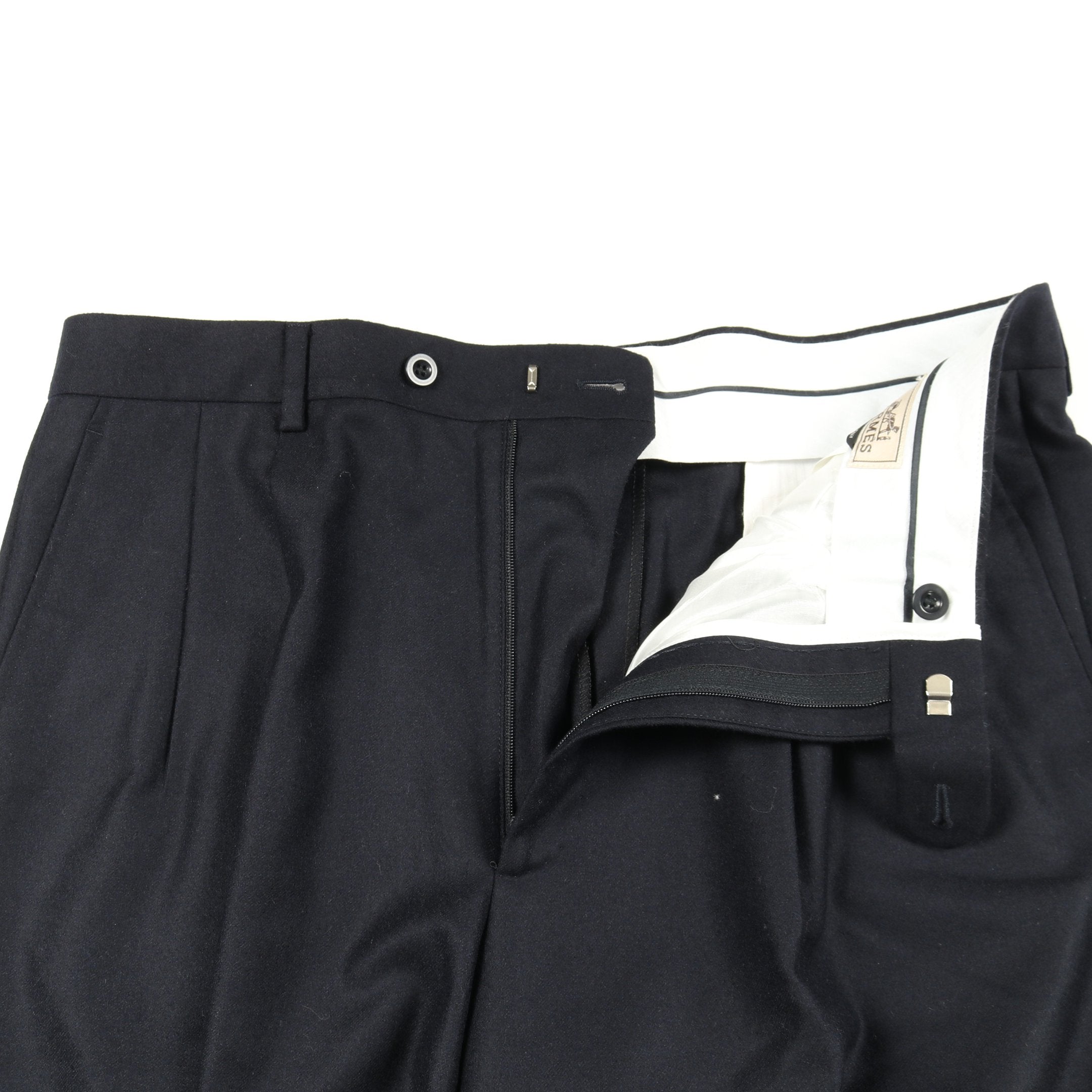 スラックス トラウザーズ ウール ネイビー エルメス – RECLO