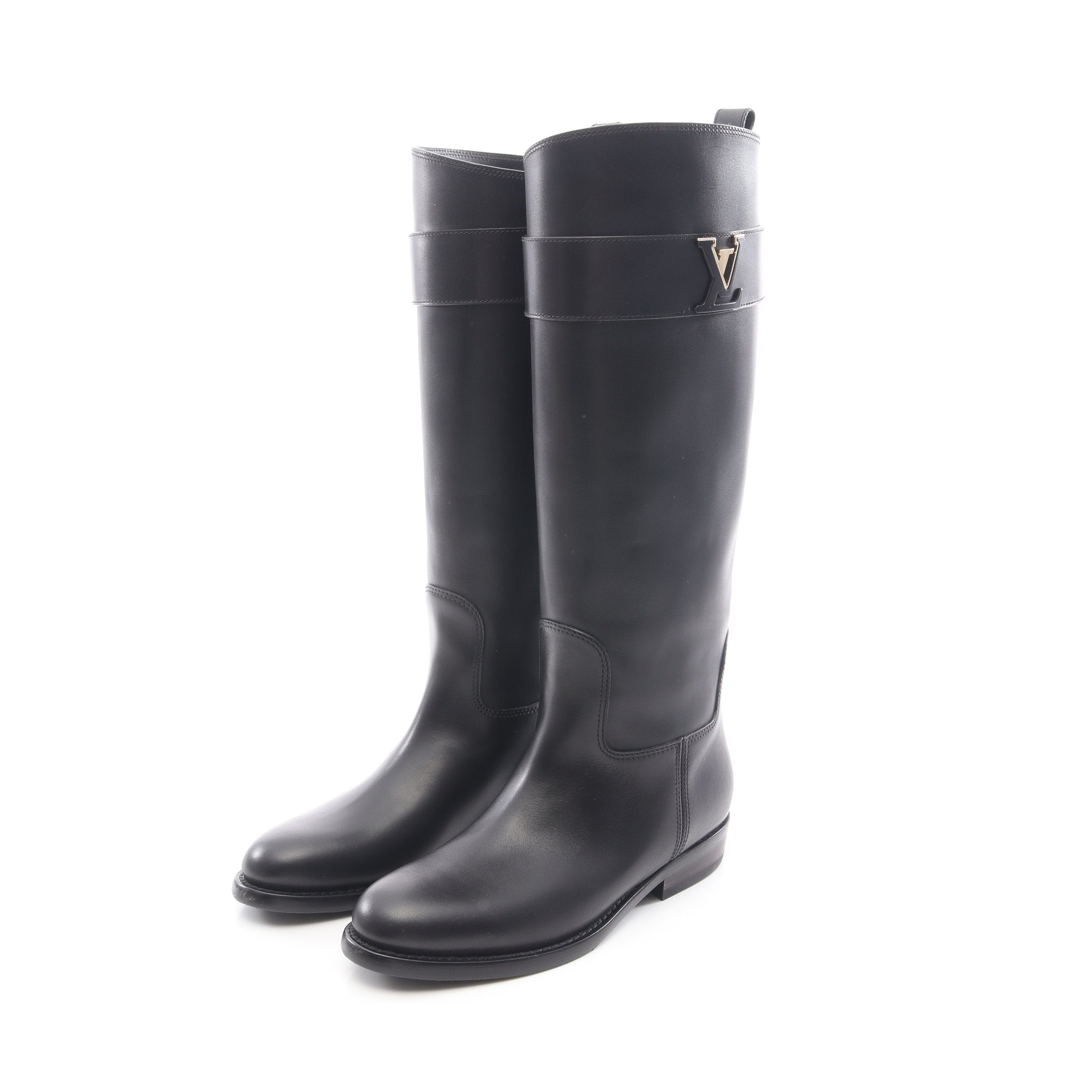 ミッドタウン ロング ブーツ レザー ブラック ルイヴィトン – RECLO
