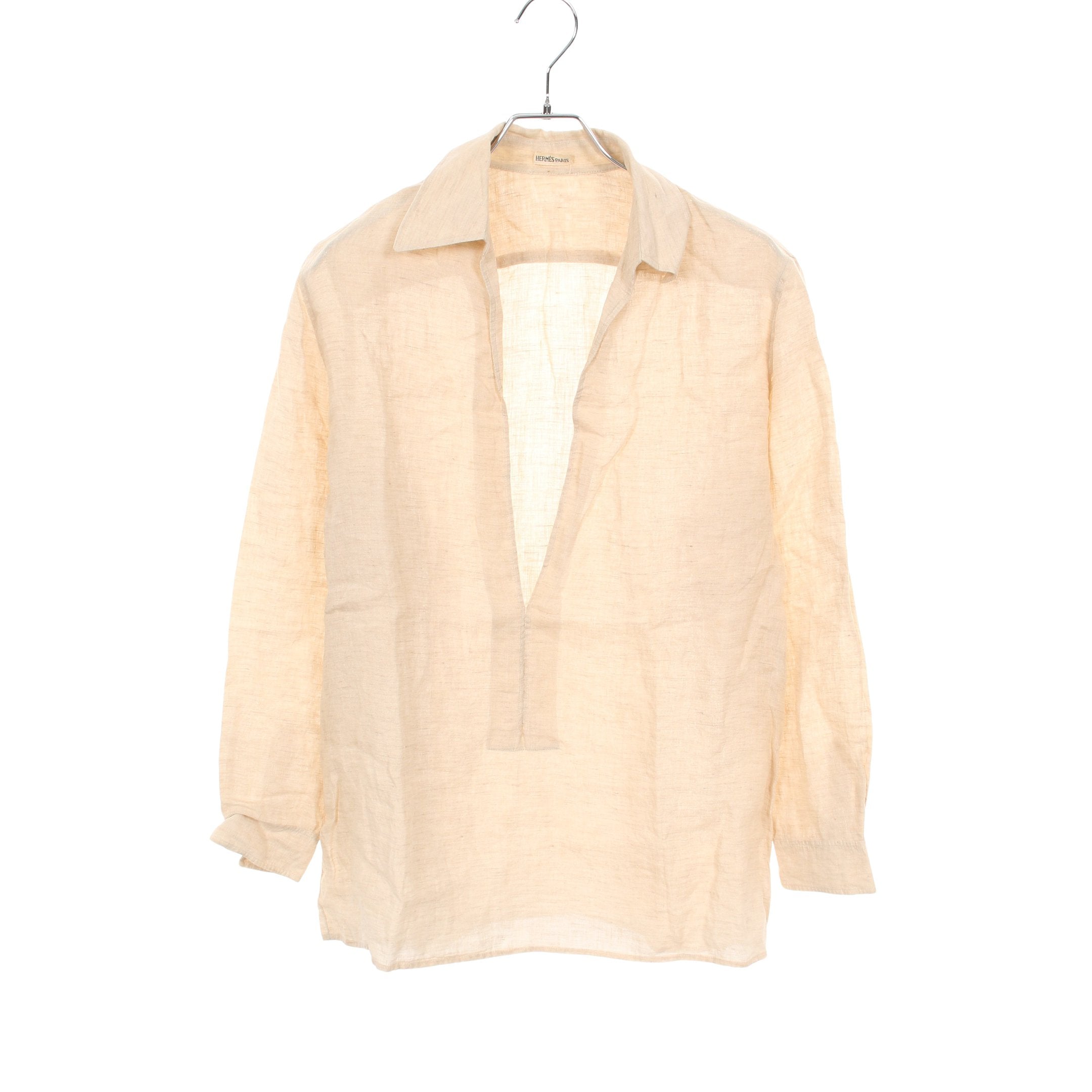 プルオーバー シャツ 長袖 リネン ベージュ エルメス – RECLO