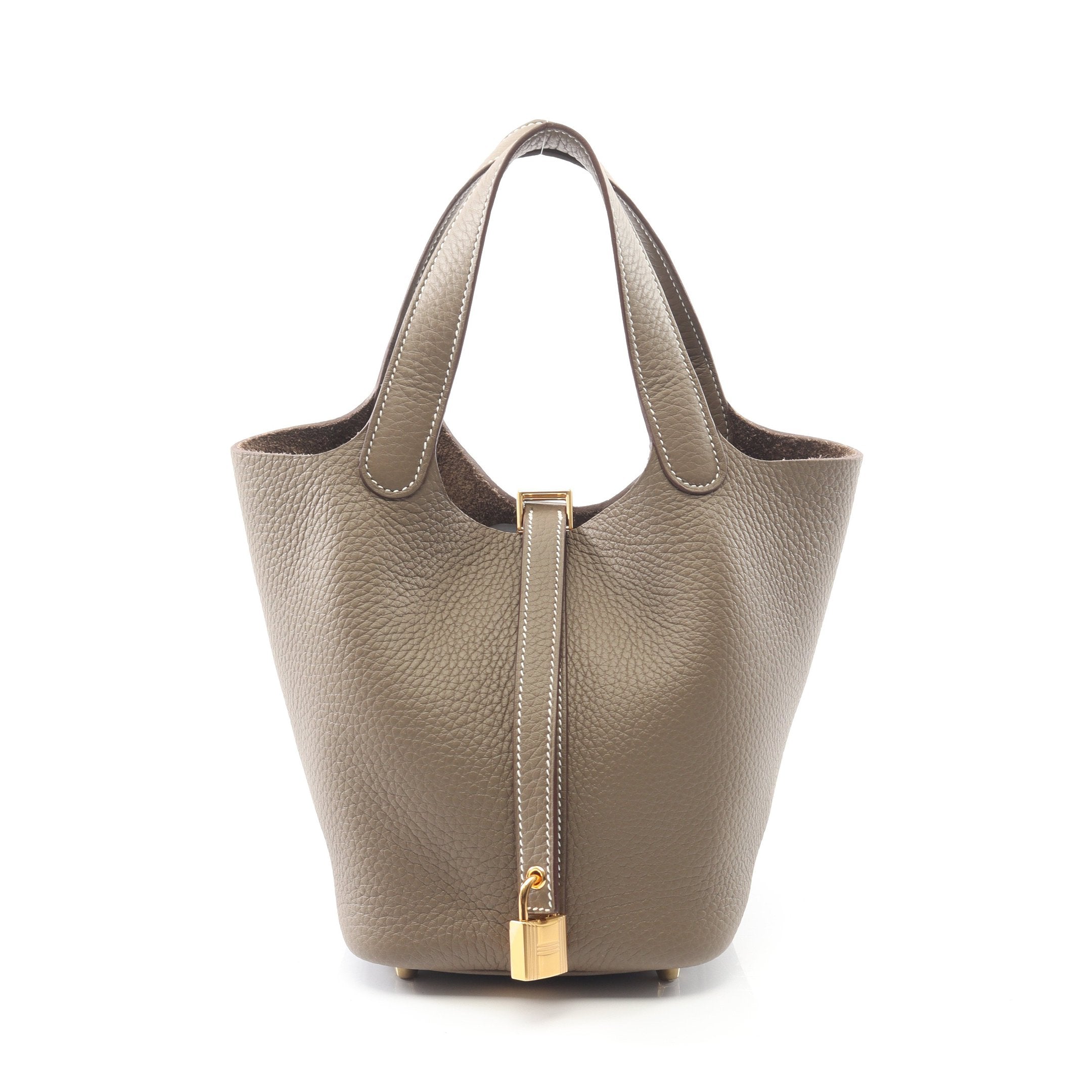 エルメス ピコタンロックPM Z刻印 2021年製 トリヨンクレマンス エトゥープ ハンドバッグ トートバッグ 手提げバッグ 中古 送料無料 ピコタンロックPM エトゥープ ハンドバッグ トリヨンクレマンス グレー