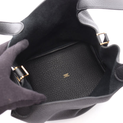 ピコタンロックMM ハンドバッグ トリヨンクレマンス ブラック ゴールド金具 W刻印 エルメス バッグ HERMES