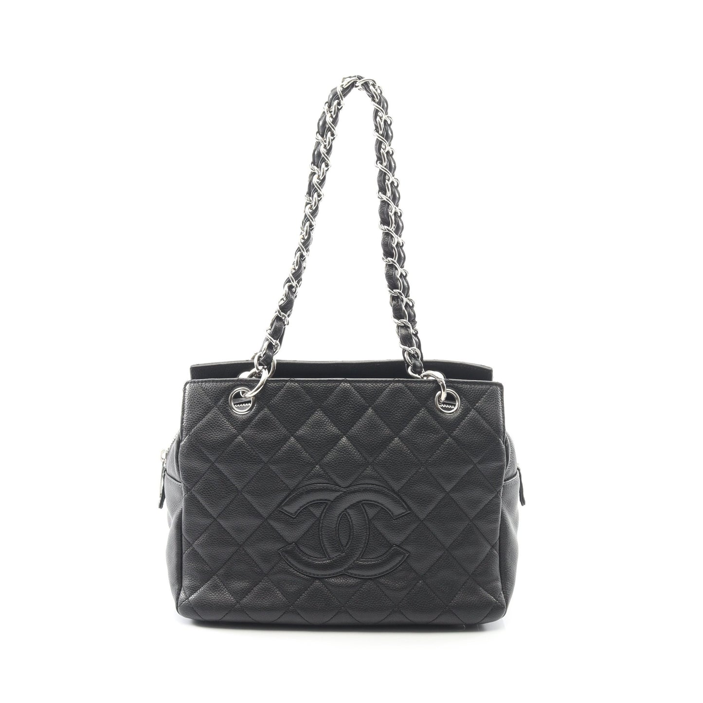 マトラッセ チェーンショルダーバッグ キャビアスキン ブラック シルバー金具 シャネル バッグ CHANEL