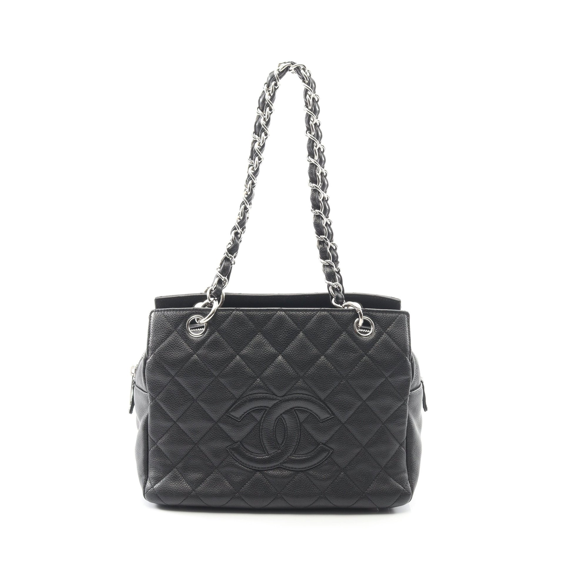 マトラッセ チェーンショルダーバッグ キャビアスキン ブラック シルバー金具 シャネル バッグ CHANEL