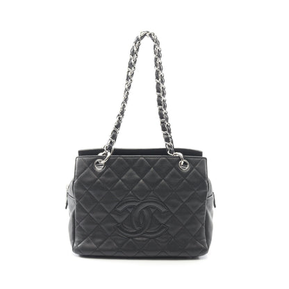 マトラッセ チェーンショルダーバッグ キャビアスキン ブラック シルバー金具 シャネル バッグ CHANEL