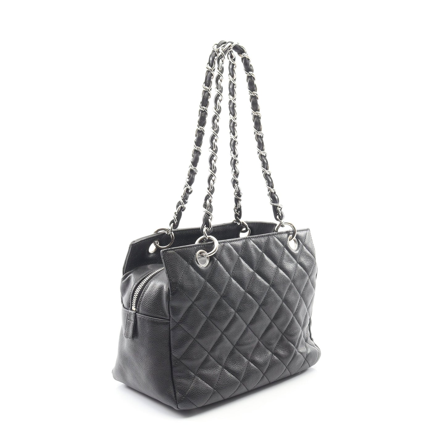 マトラッセ チェーンショルダーバッグ キャビアスキン ブラック シルバー金具 シャネル バッグ CHANEL