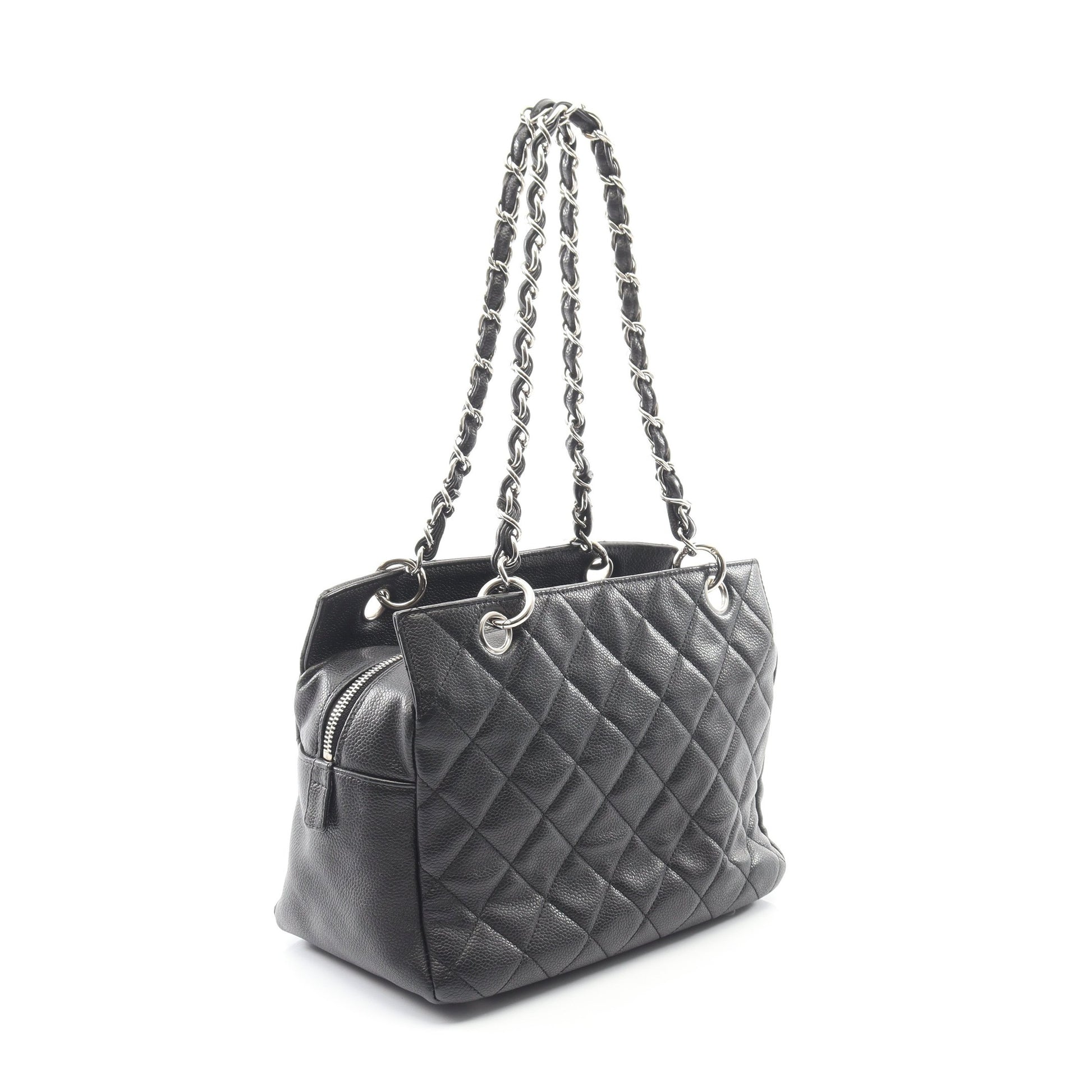 マトラッセ チェーンショルダーバッグ キャビアスキン ブラック シルバー金具 シャネル バッグ CHANEL