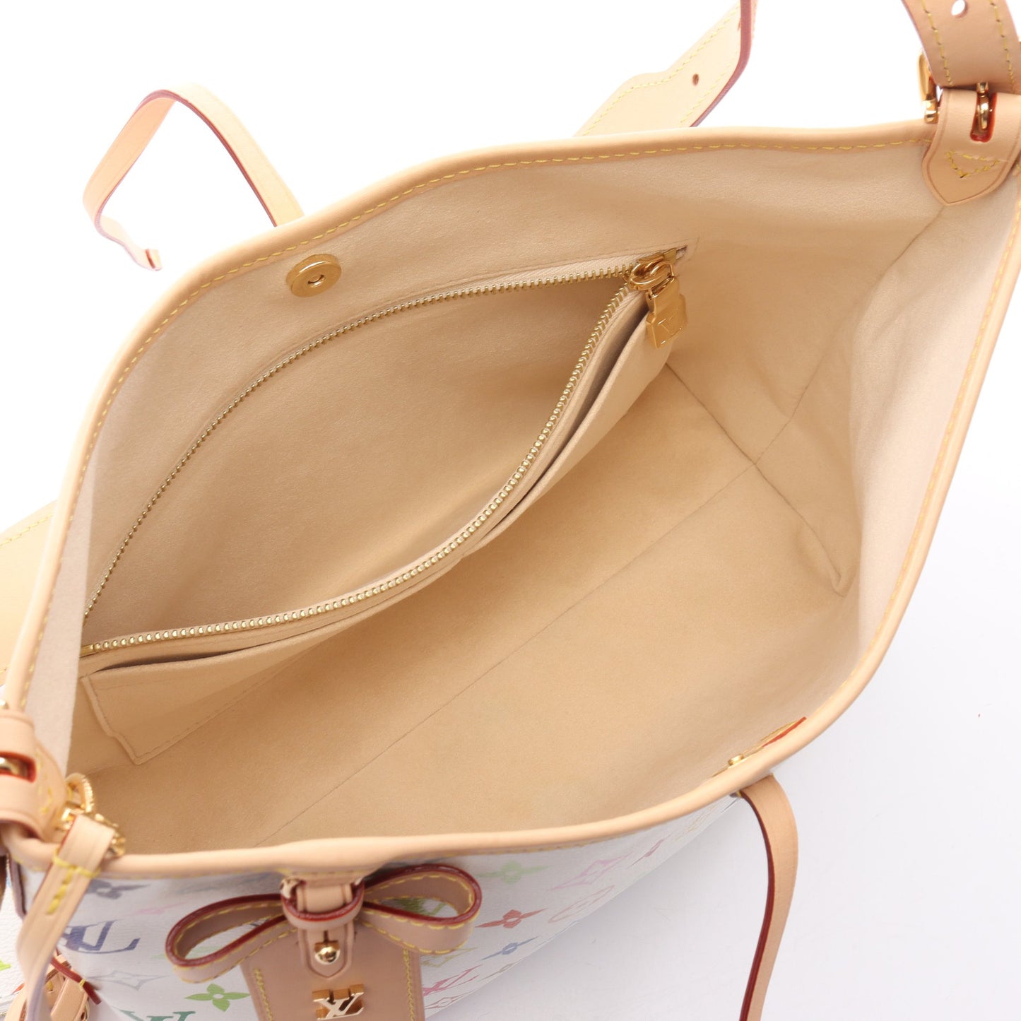 LV × TM キャリーオール NM PM モノグラムマルチカラー ショルダーバッグ PVC レザー ホワイト マルチカラー ルイヴィトン バッグ LOUIS VUITTON