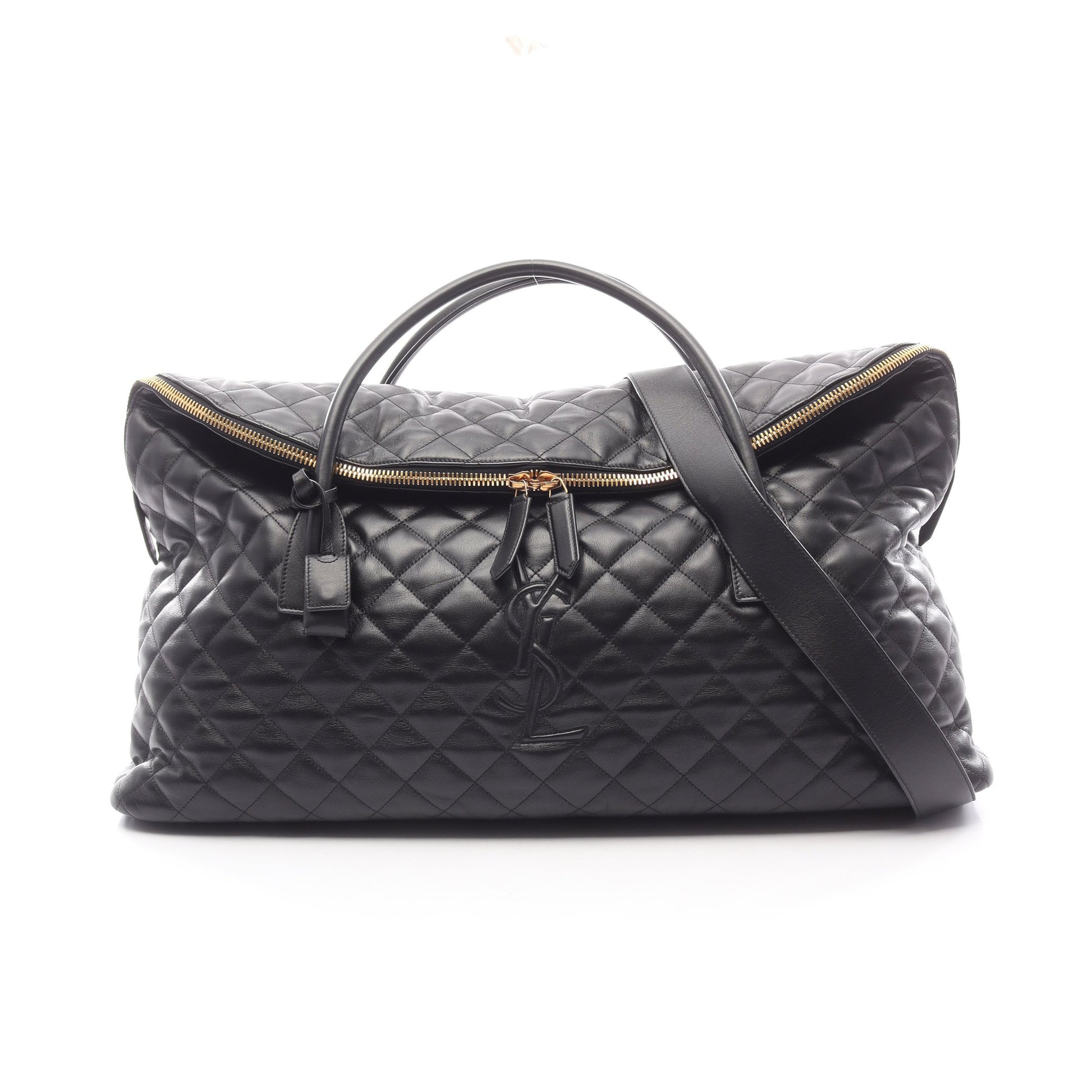 ESジャイアント トラベルバッグ ボストンバッグ レザー ブラック 2WAY サンローランパリ バッグ SAINT LAURENT PARIS