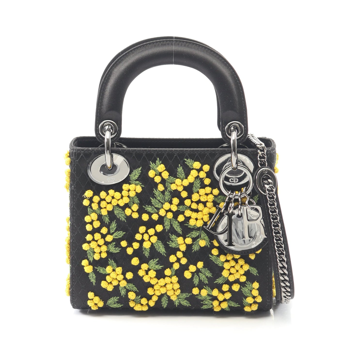 レディディオール ミニ ハンドバッグ 刺繍 サテン ブラック イエロー グリーン 2WAY クリスチャンディオール バッグ Christian Dior