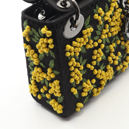 レディディオール ミニ ハンドバッグ 刺繍 サテン ブラック イエロー グリーン 2WAY クリスチャンディオール バッグ Christian Dior