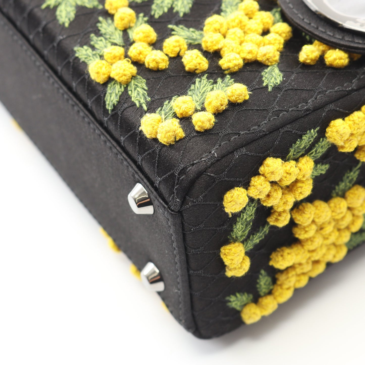レディディオール ミニ ハンドバッグ 刺繍 サテン ブラック イエロー グリーン 2WAY クリスチャンディオール バッグ Christian Dior
