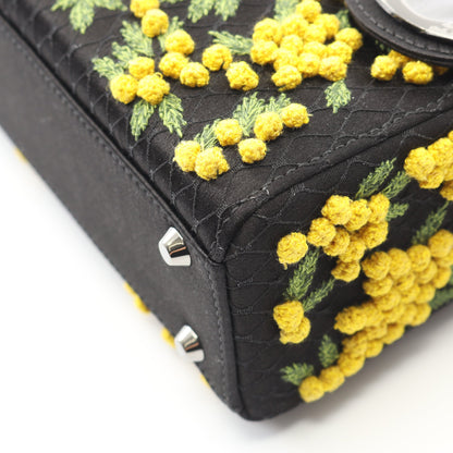 レディディオール ミニ ハンドバッグ 刺繍 サテン ブラック イエロー グリーン 2WAY クリスチャンディオール バッグ Christian Dior