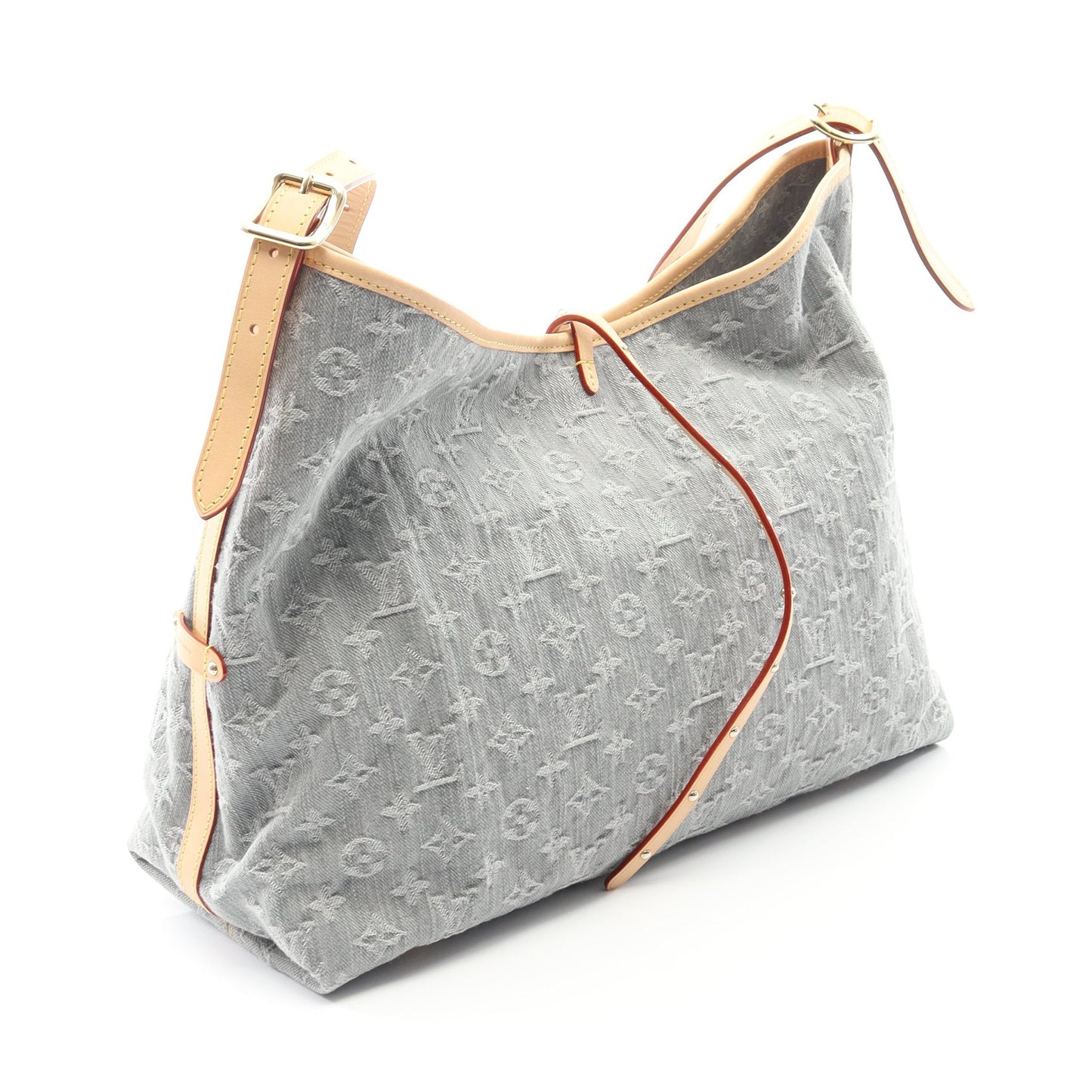 キャリーオール NM MM モノグラムデニム ショルダーバッグ キャンバス レザー グレー ルイヴィトン バッグ LOUIS VUITTON