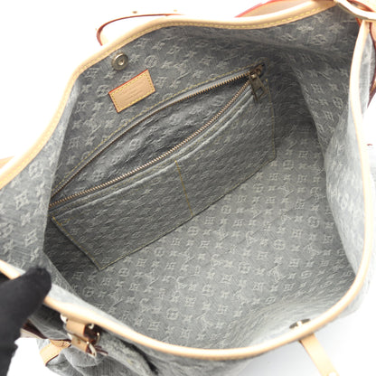 キャリーオール NM MM モノグラムデニム ショルダーバッグ キャンバス レザー グレー ルイヴィトン バッグ LOUIS VUITTON