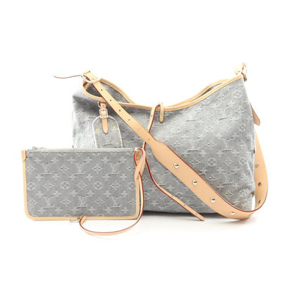 キャリーオール NM MM モノグラムデニム ショルダーバッグ キャンバス レザー グレー ルイヴィトン バッグ LOUIS VUITTON