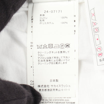 半袖Tシャツ クルーネック コットン ホワイト サテン切替 ドローストリング サカイ トップス sacai