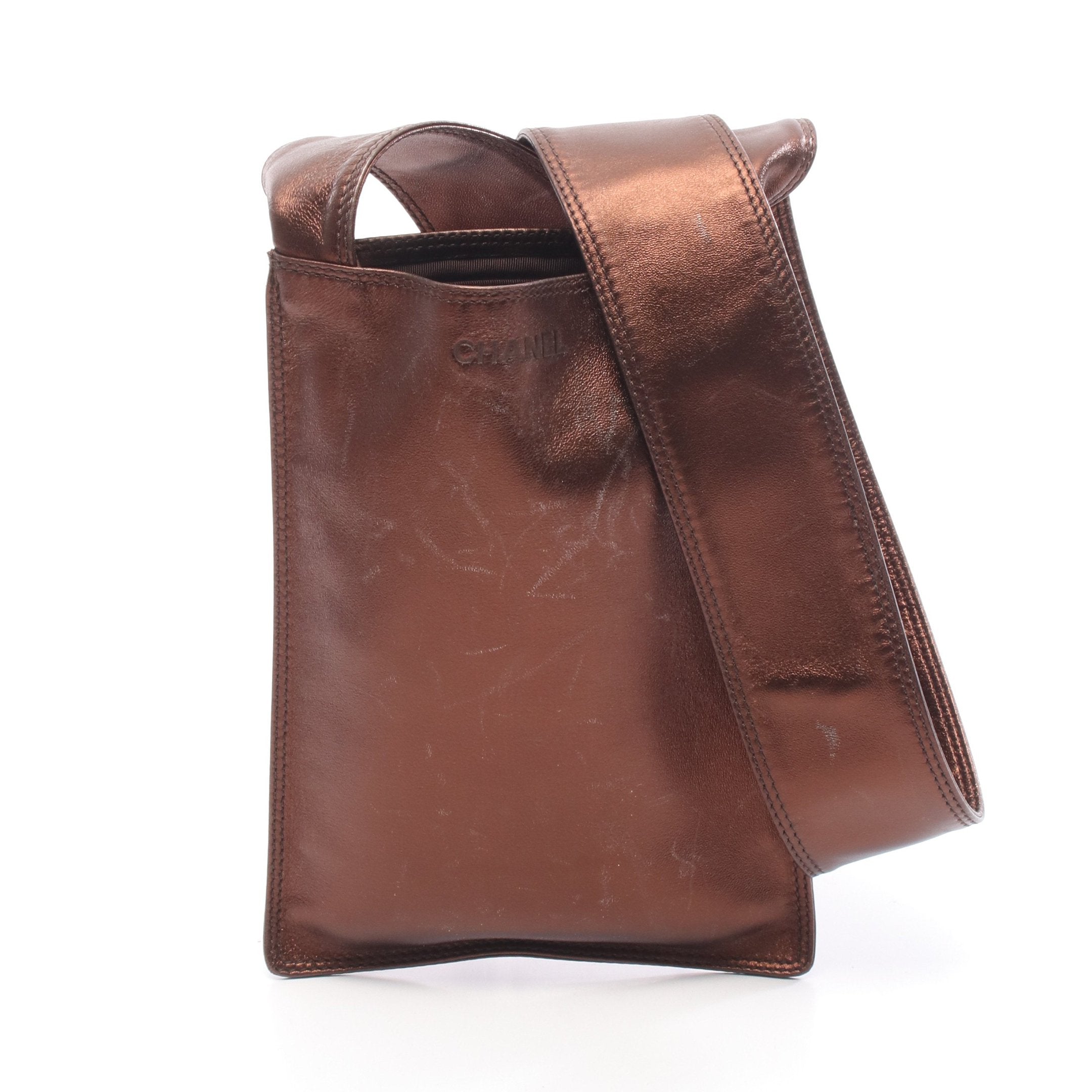 CHANEL ブラウン ショルダーバッグ ショルダーバッグ レザー ブラウン メタリック シャネル – RECLO