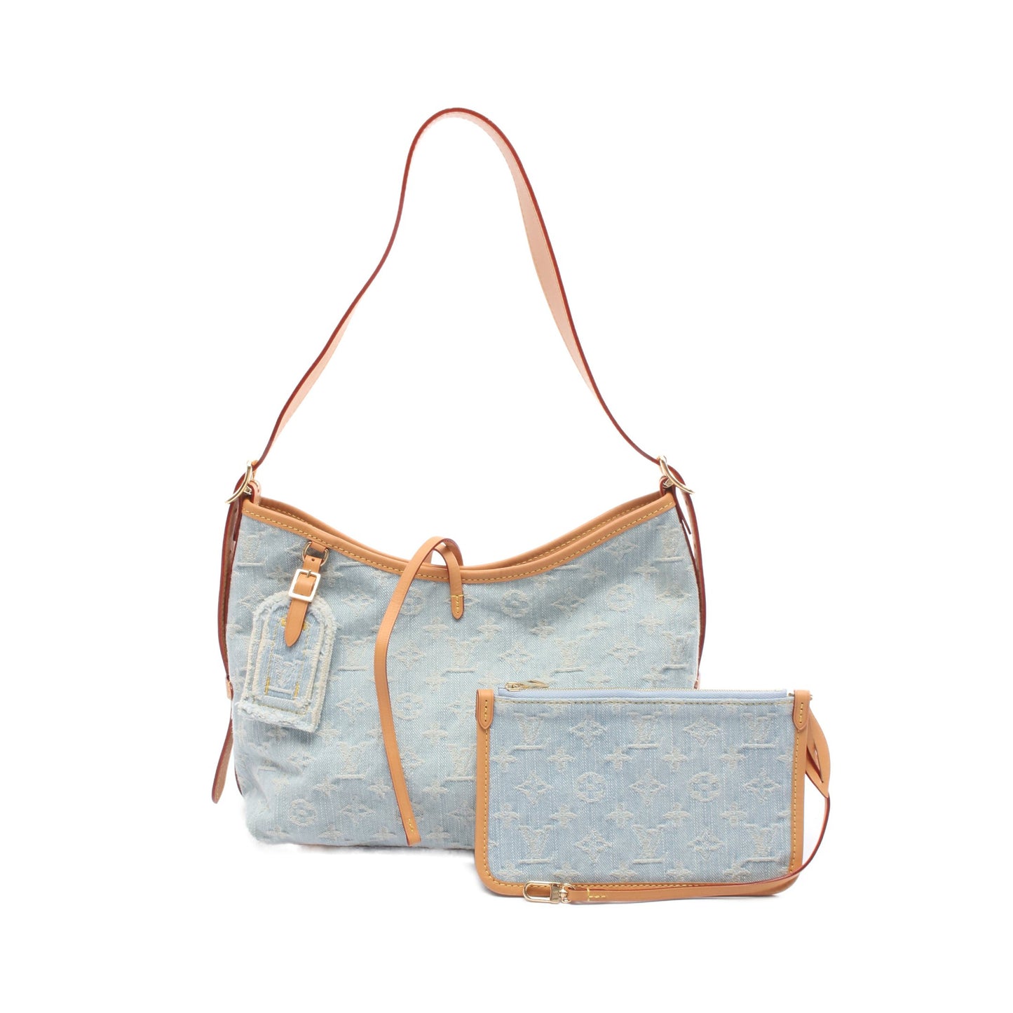 LV バイザプール キャリーオール NM PM モノグラムデニム ショルダーバッグ デニム レザー ライトブルー ブラウン ルイヴィトン バッグ LOUIS VUITTON