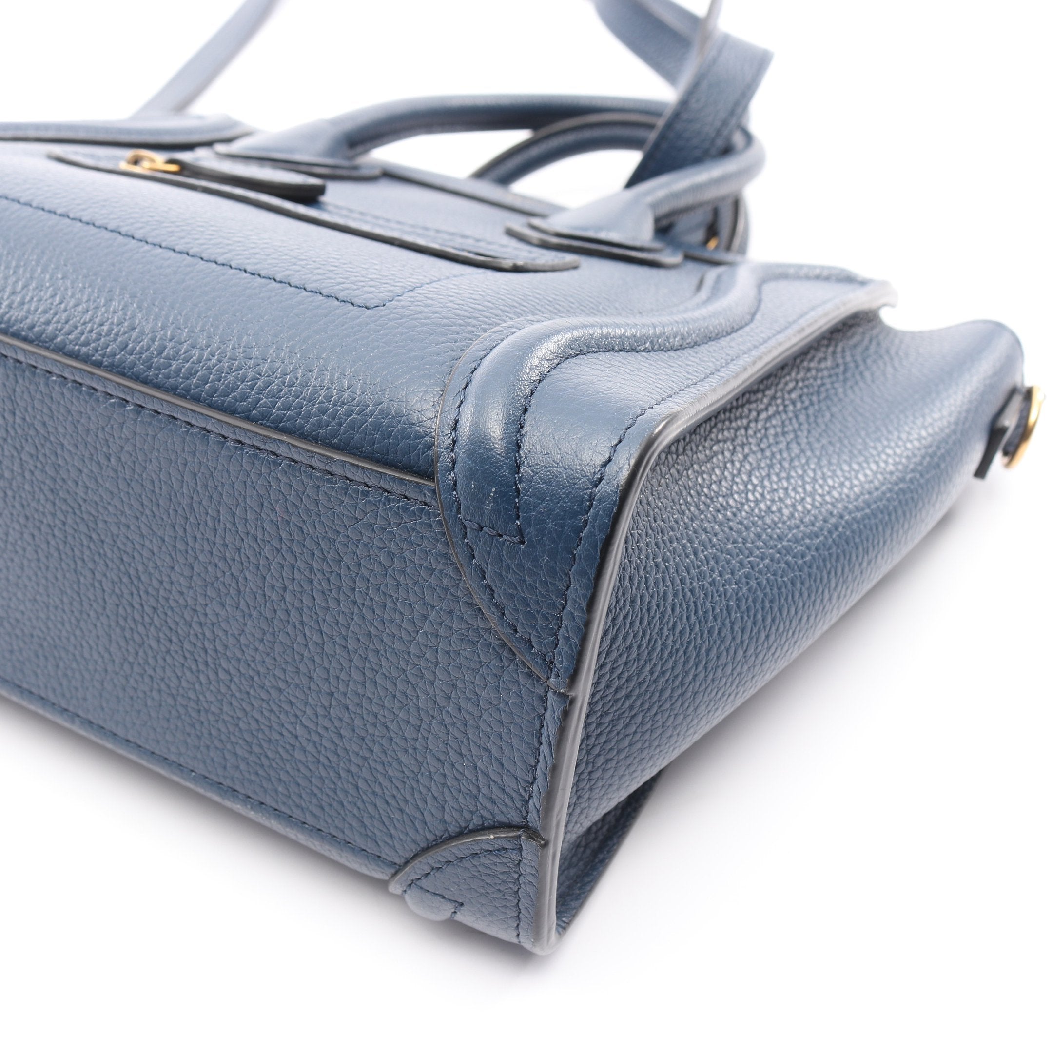 ラゲージ ナノショッパー ハンドバッグ レザー ブルー 2WAY セリーヌ