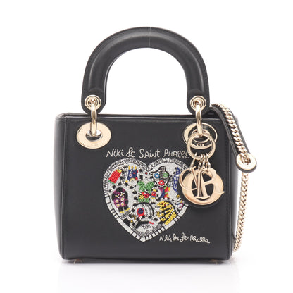 DIOR × NIKI DE SAINT PHALLE レディディオール ミニ ハンドバッグ レザー ブラック マルチカラー 2WAY クリスチャンディオール バッグ Christian Dior