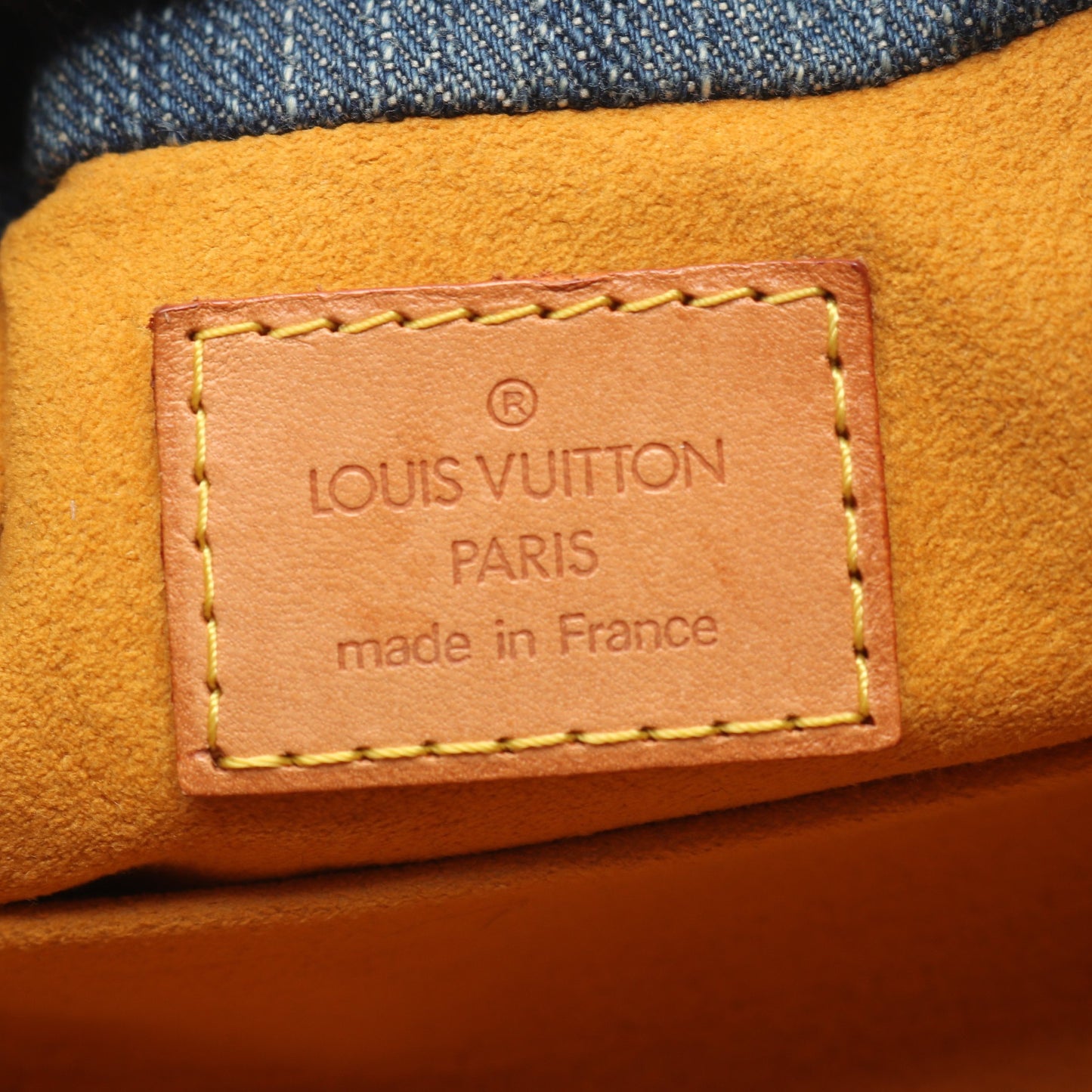 プリーティ モノグラムデニム ハンドバッグ デニム レザー ブルー ルイヴィトン バッグ LOUIS VUITTON