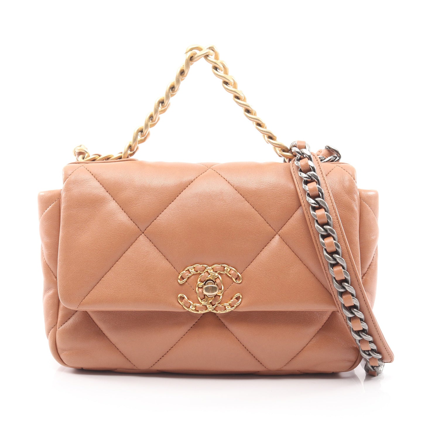 19 ディズヌフ マトラッセ チェーンショルダーバッグ ラムスキン ベージュ コンビ金具 2WAY シャネル バッグ CHANEL