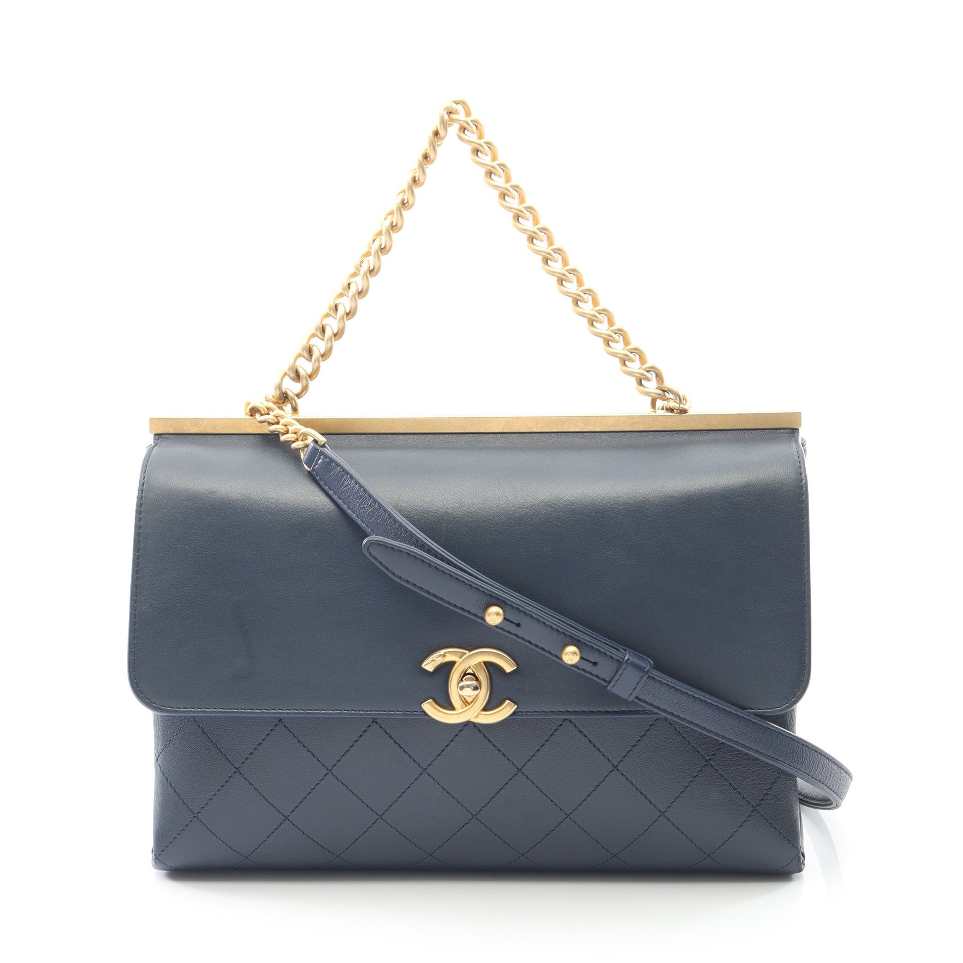 マトラッセ 31 RUE CAMBON チェーンショルダーバッグ ラムスキン ネイビー ゴールド金具 2WAY シャネル バッグ CHANEL