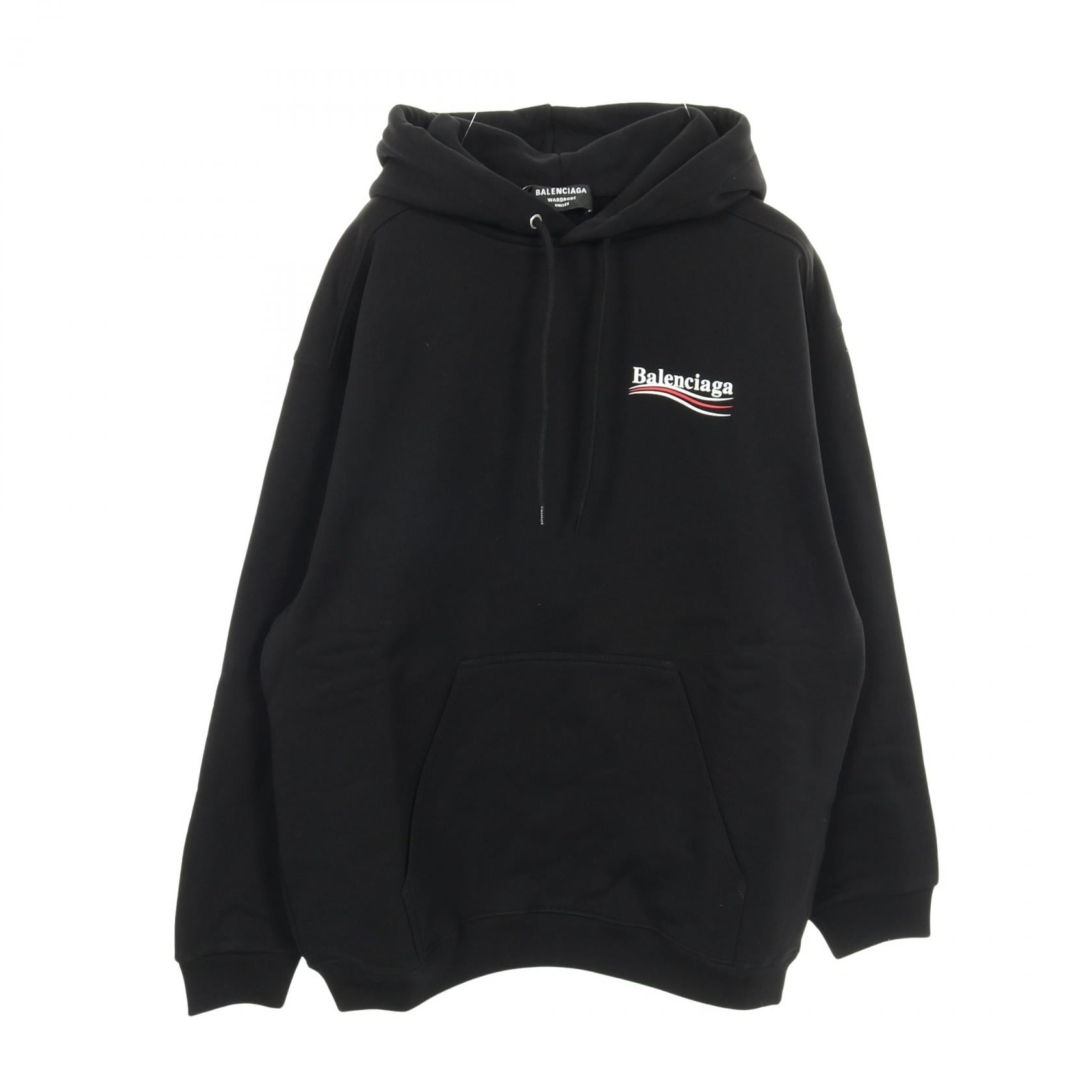 Political Campaign プルオーバーパーカー コットン ブラック バレンシアガ トップス BALENCIAGA