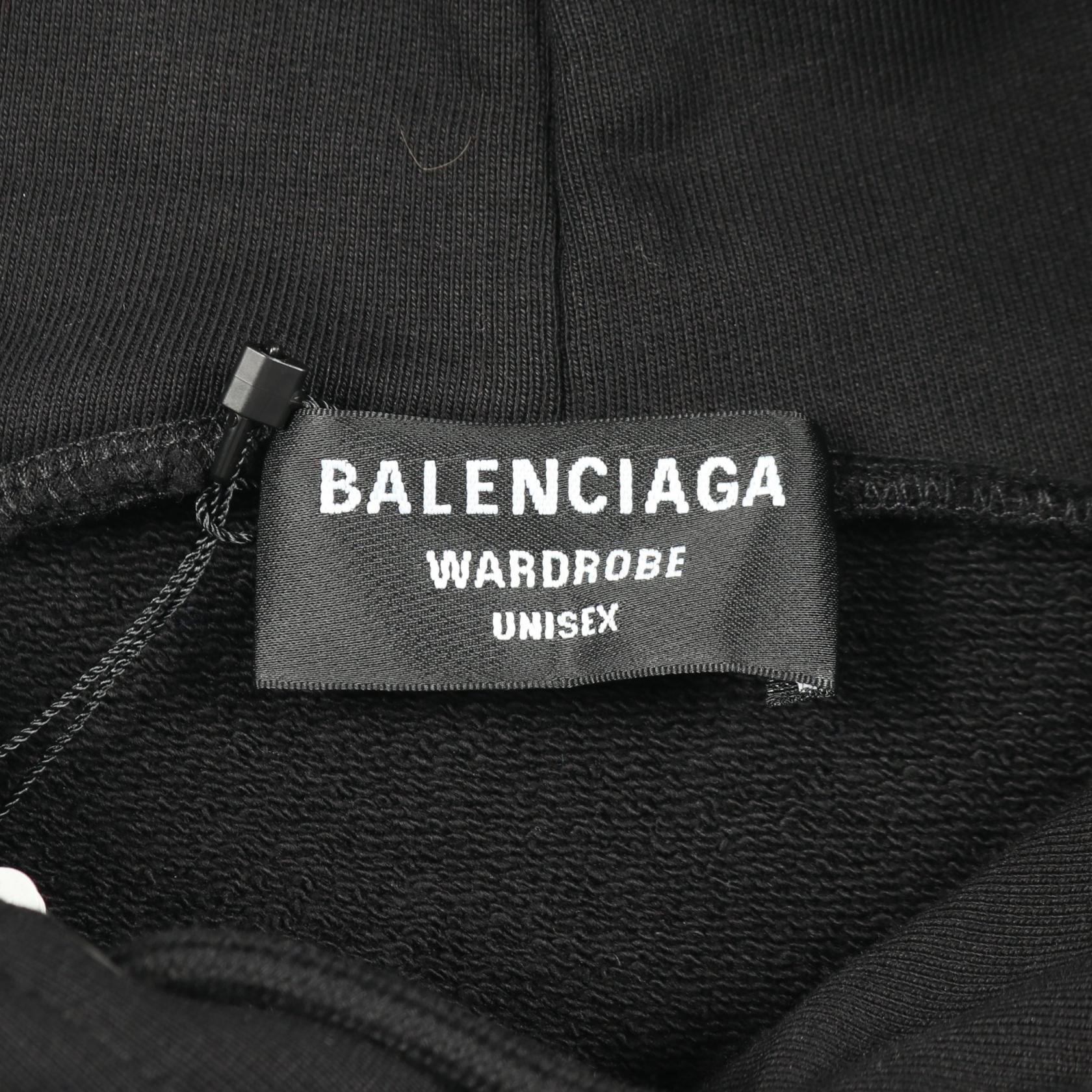 Political Campaign プルオーバーパーカー コットン ブラック バレンシアガ トップス BALENCIAGA