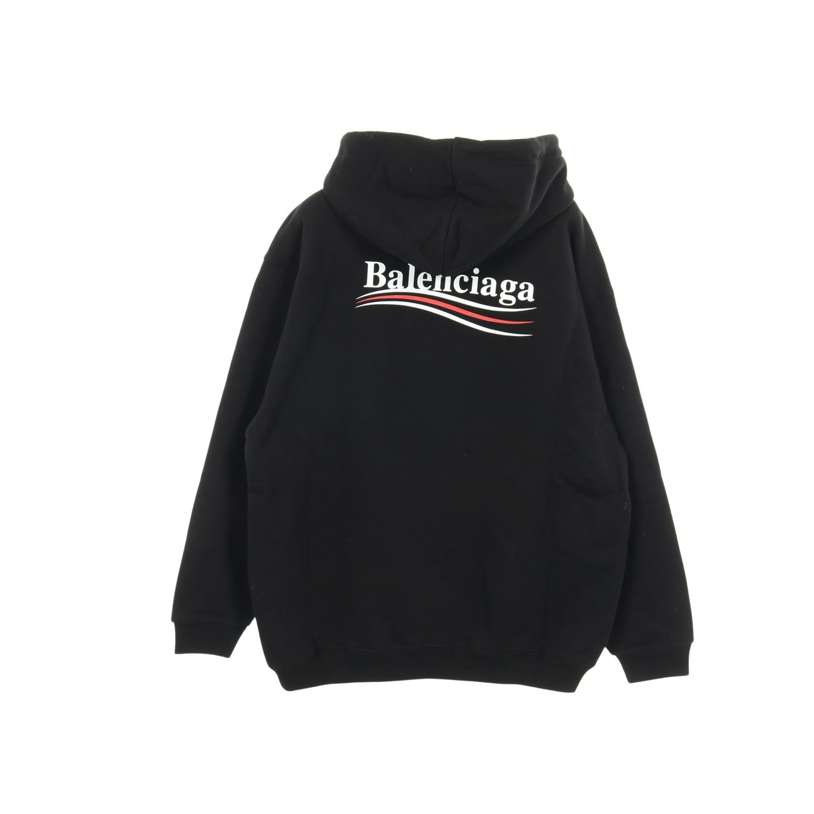Political Campaign プルオーバーパーカー コットン ブラック バレンシアガ トップス BALENCIAGA
