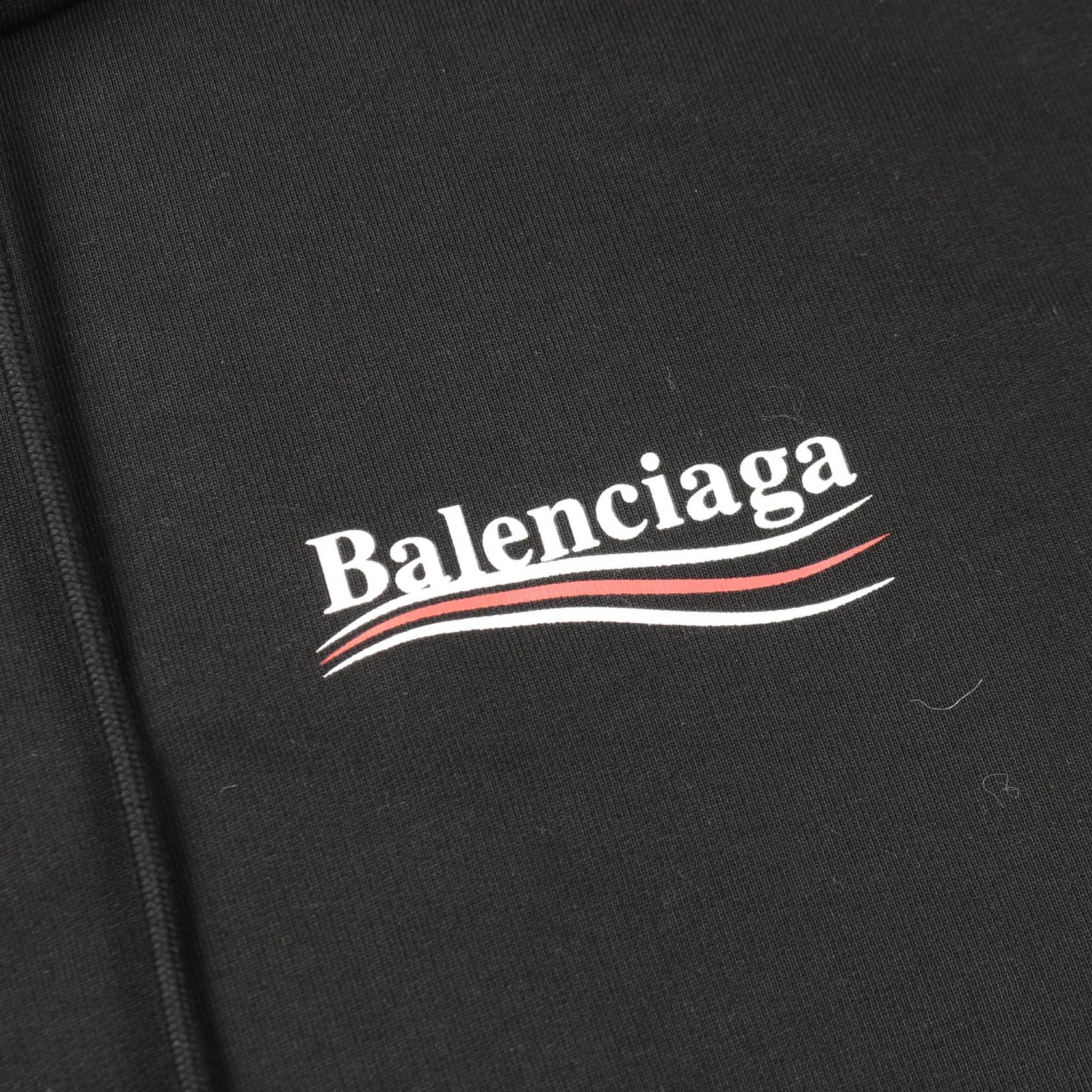 Political Campaign プルオーバーパーカー コットン ブラック バレンシアガ トップス BALENCIAGA