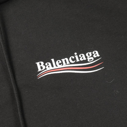 Political Campaign プルオーバーパーカー コットン ブラック バレンシアガ トップス BALENCIAGA