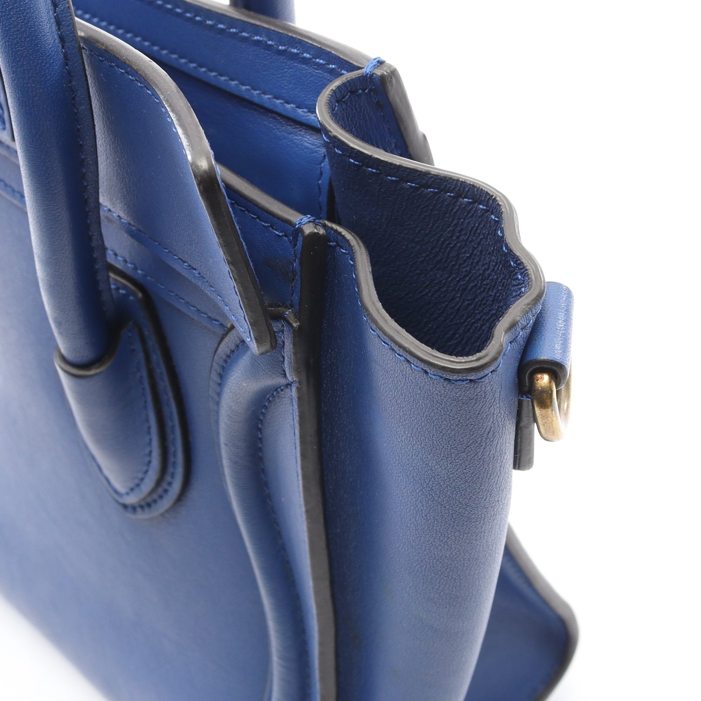 ラゲージ ナノショッパー ハンドバッグ レザー ブルー 2WAY セリーヌ バッグ CELINE